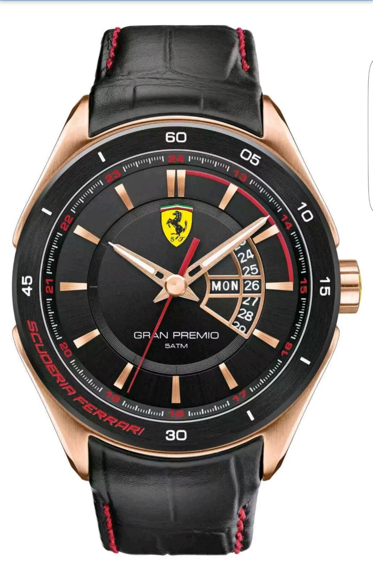 BRAND NEW SCUDERIA FERRARI MENS GRAN PREMIO ROSE GOLD WATCH 0830185, COMPLETE WITH ORIGINAL BOX