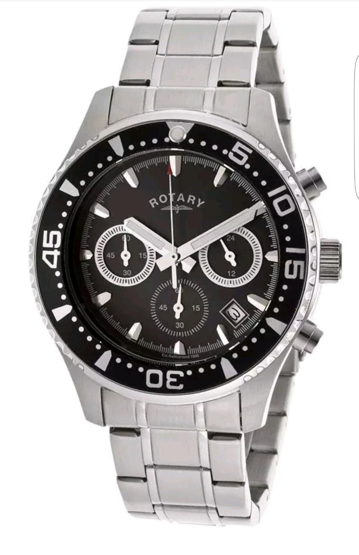 BRAND NEW ROTARY GB00014/04 MENS STAINLESS STEEL CHRONOGRAPH WATCH, COMPLETE WITH ORIGINAL BOX AND