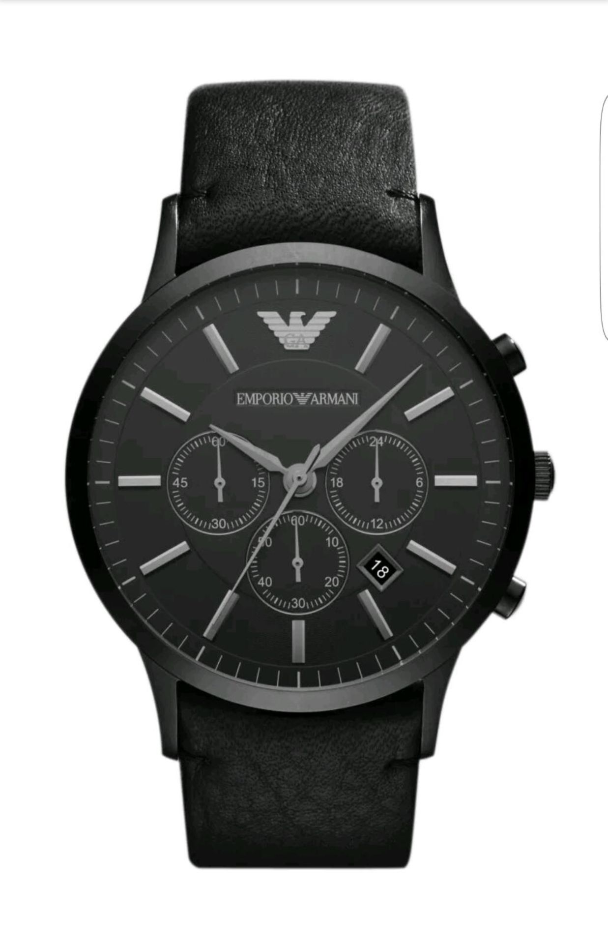BRAND NEW EMPORIO ARMANI AR2461 MENS BLACK DIAL LEATHER STRAP WATCH, COMPLETE WITH ORIGINAL BOX