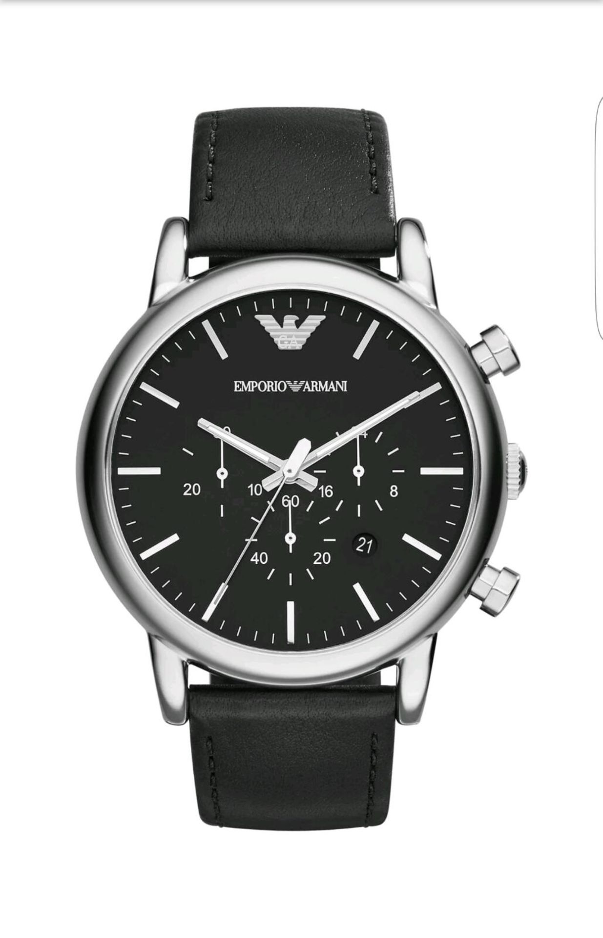 BRAND NEW EMPORIO ARMANI AR1828GENTS CLASSIC CHRONOGRAPH LEATHER STRAP WATCH , COMPLETE WITH