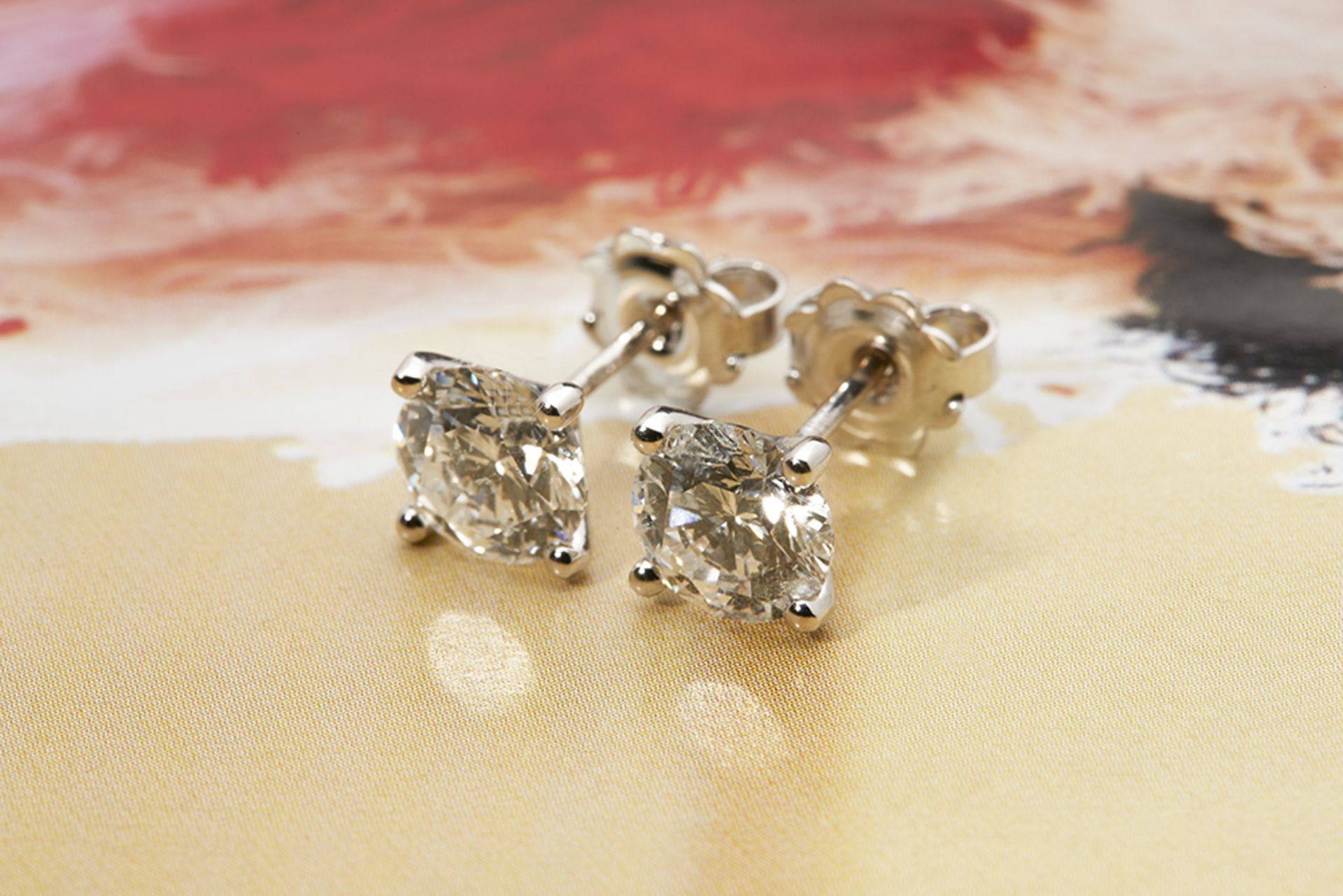 18k White Gold Round Brilliant 3.05ct Diamond Stud Earrings - Image 2 of 5