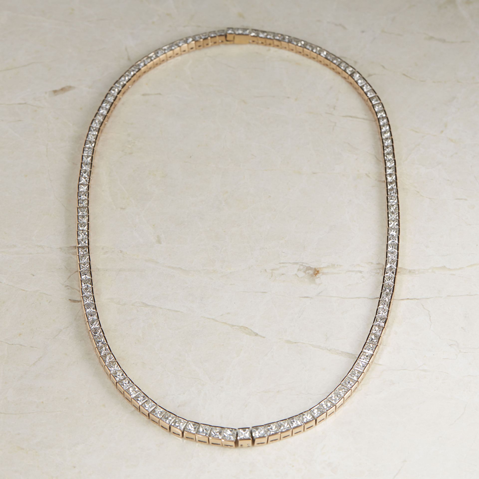 18k Rose Gold Princess Cut 20.00ct Diamond Necklace - Image 5 of 6