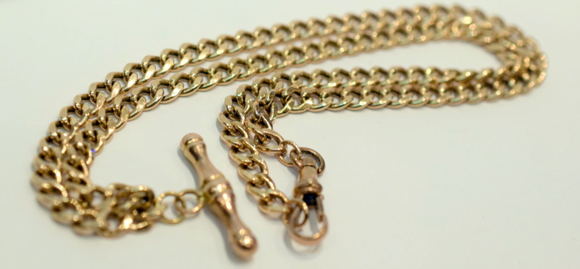 9ct Rose Gold Albert Watch Chain With 9ct Rose Gold T-Bar - Image 6 of 6