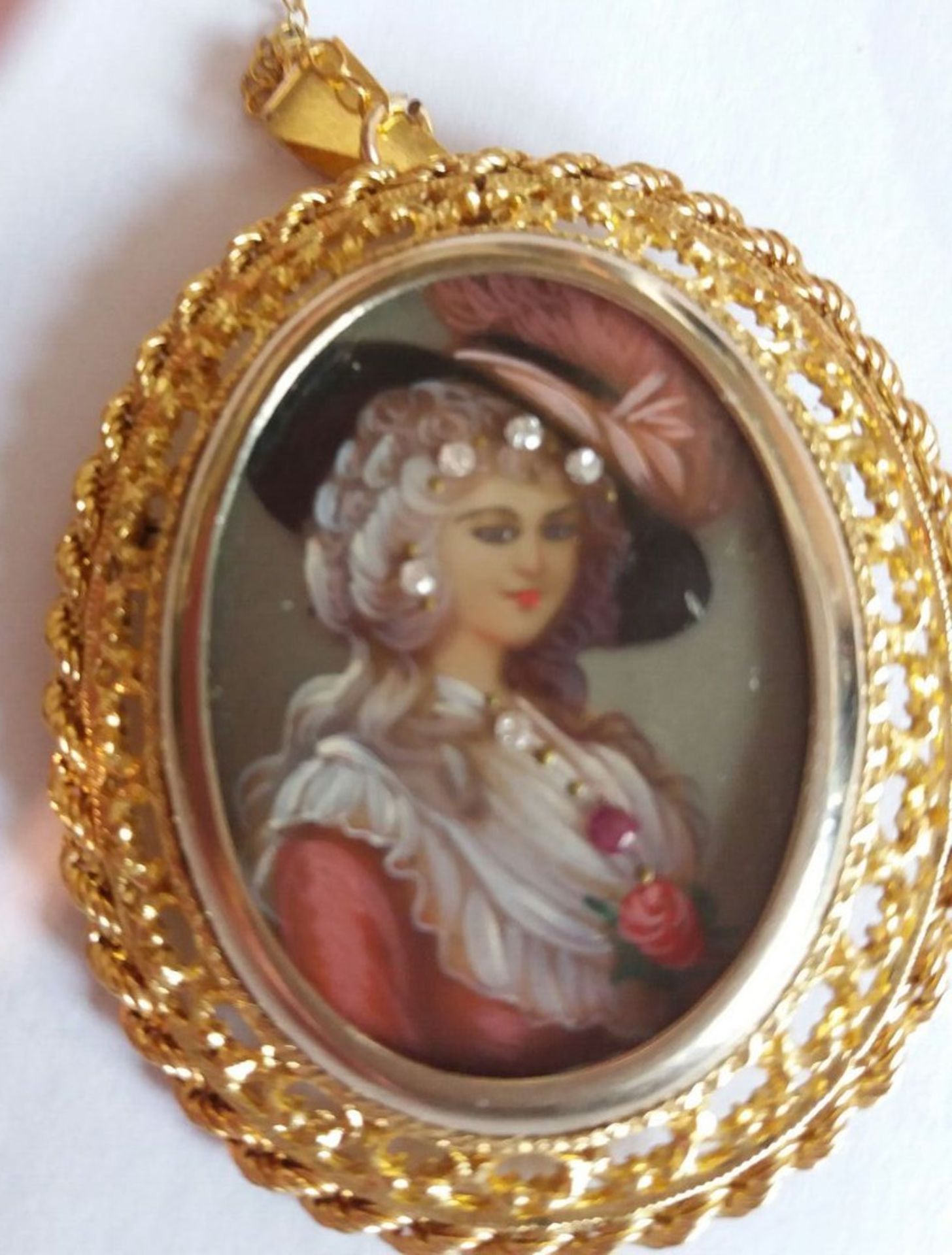 Edwardian 18ct Gold Brooch With Painted Miniature