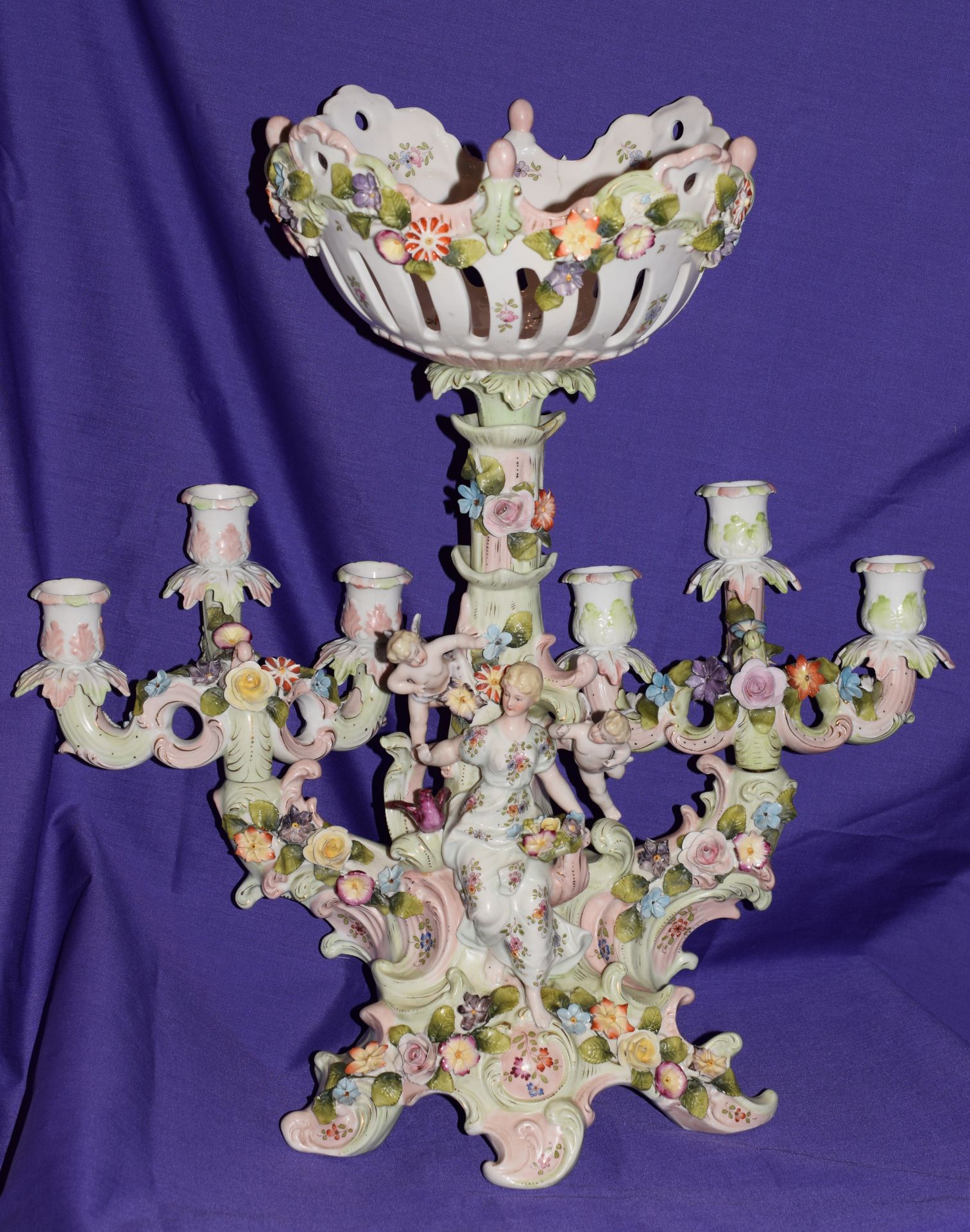 German Porcelain 6 branch Candelabra (Possibly Dresden)