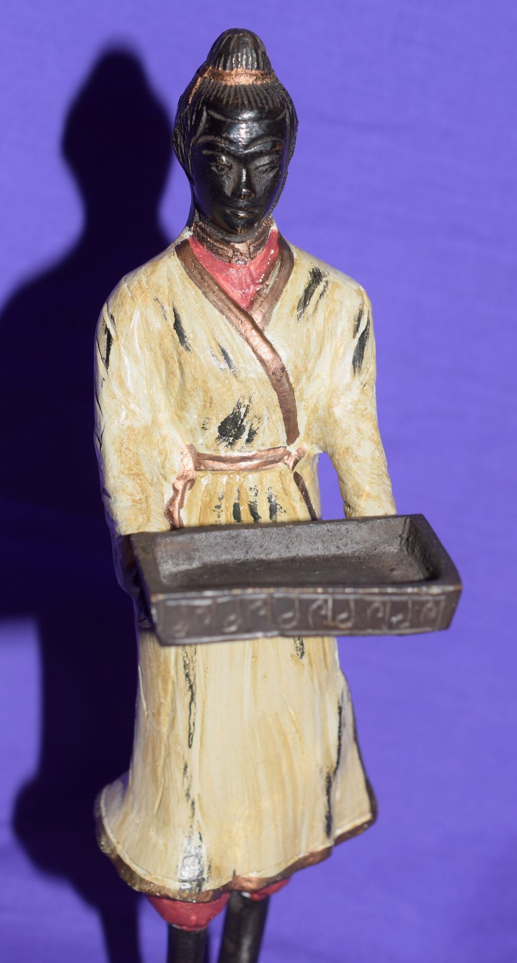 Bronze Cold Painted Figure Of An Eastern Female (Siamese?) Holding A Tray - Image 2 of 7