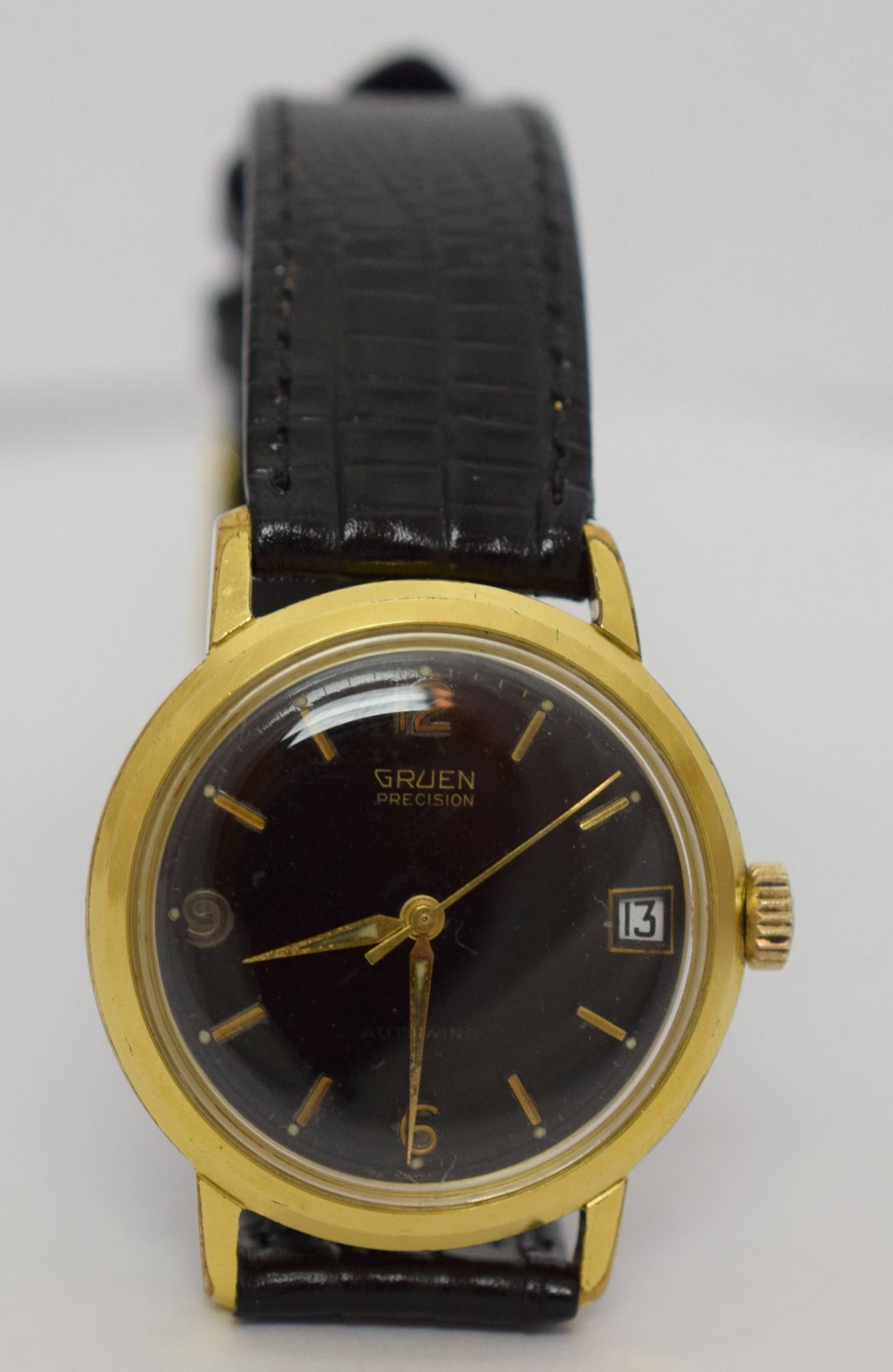 Vintage Gruen Precision Gentleman's Automatic Wristwatch Black Dial