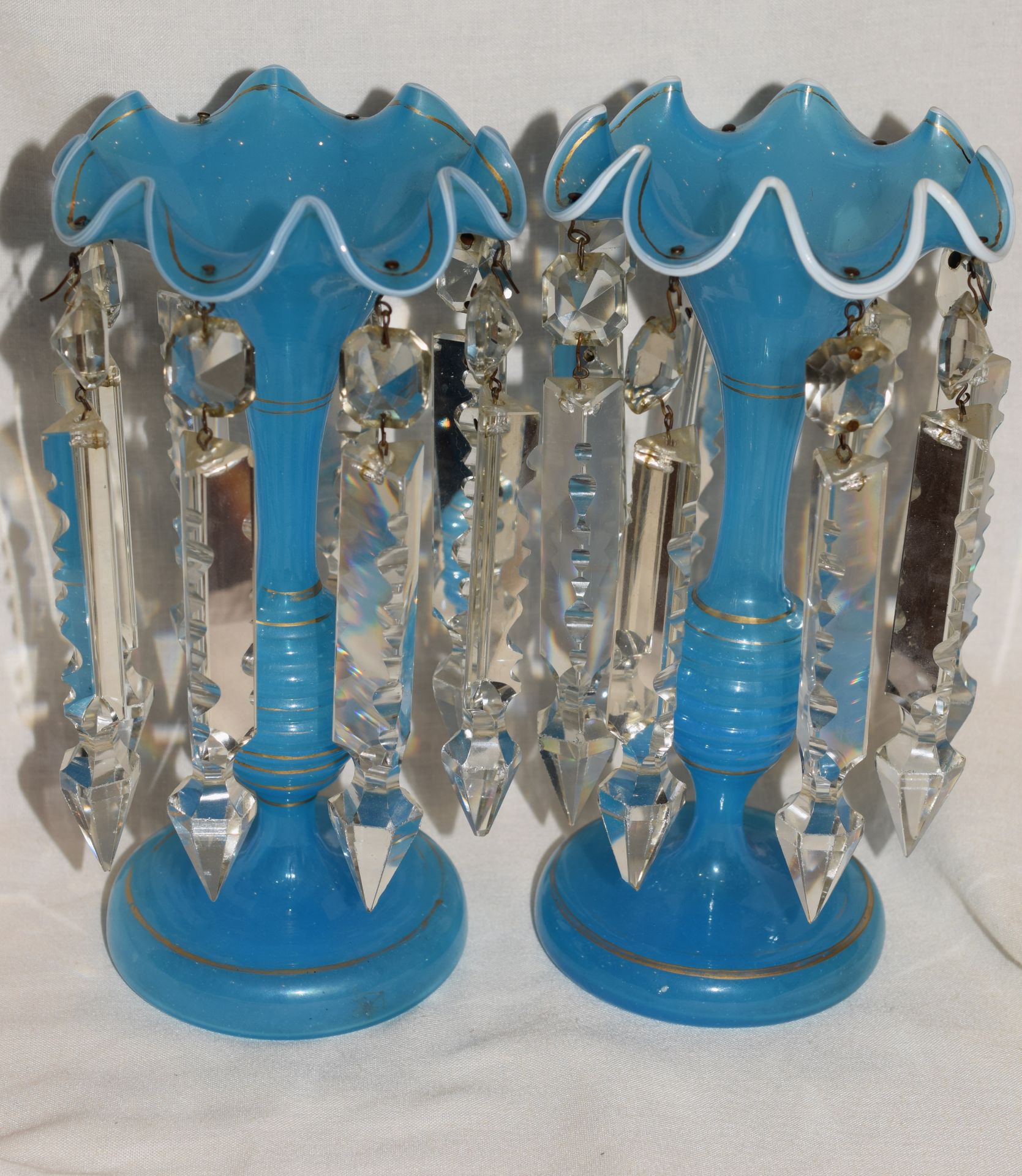 Victorian Turquoise Blue Glass Posy Vases