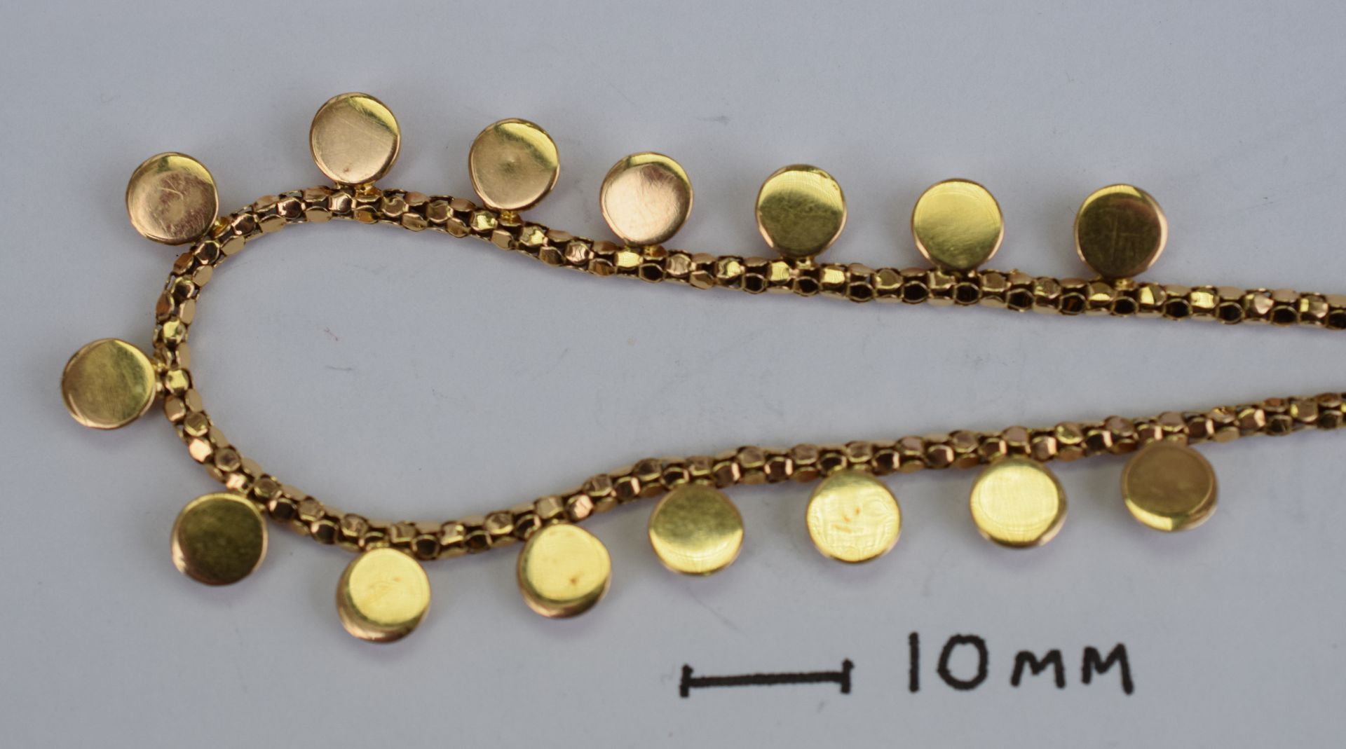 18ct Yellow Gold Lady's Box Link Italian Necklace With Droplets 12.5grms - Image 5 of 5