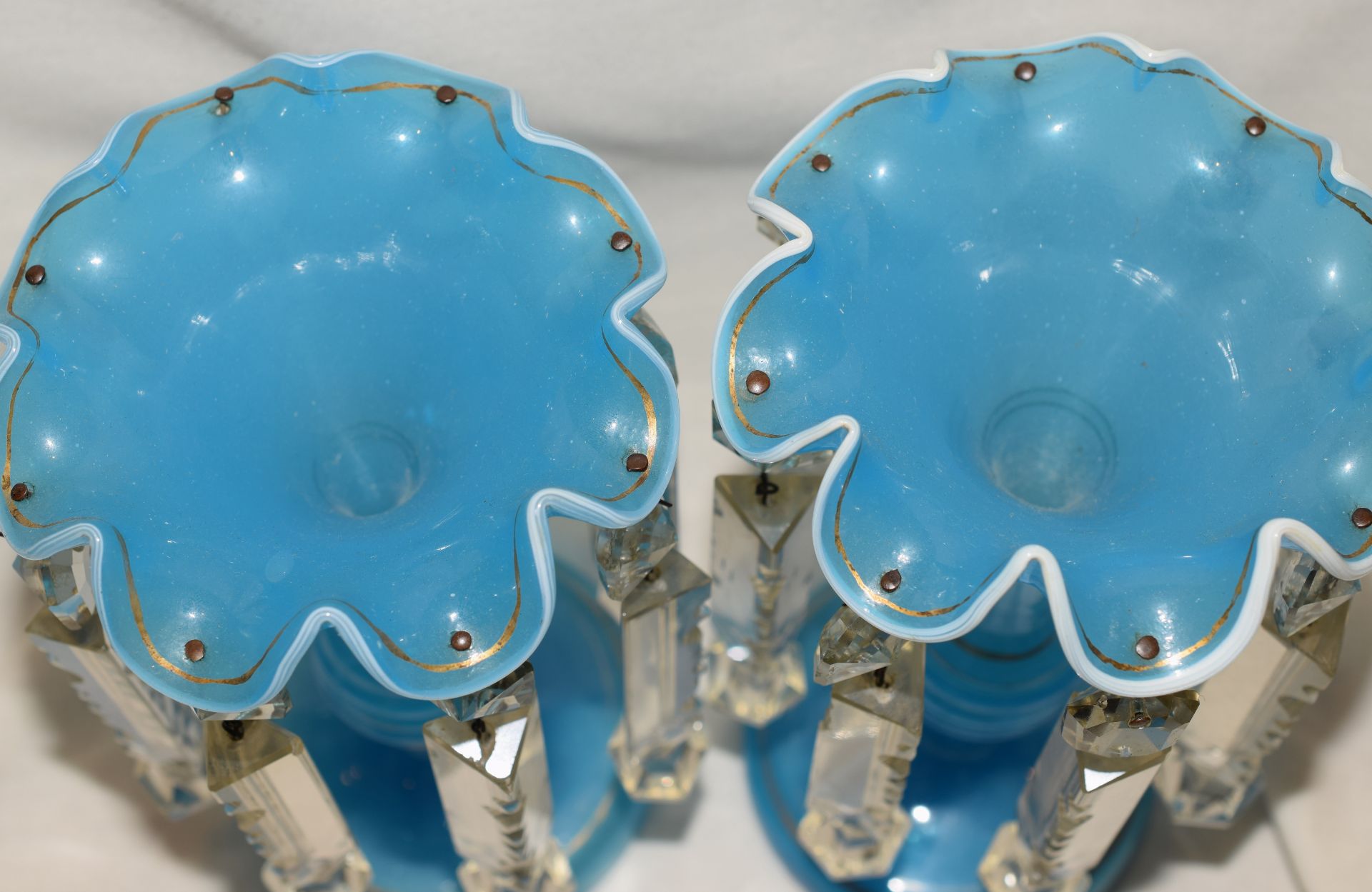 Victorian Turquoise Blue Glass Posy Vases - Image 2 of 4