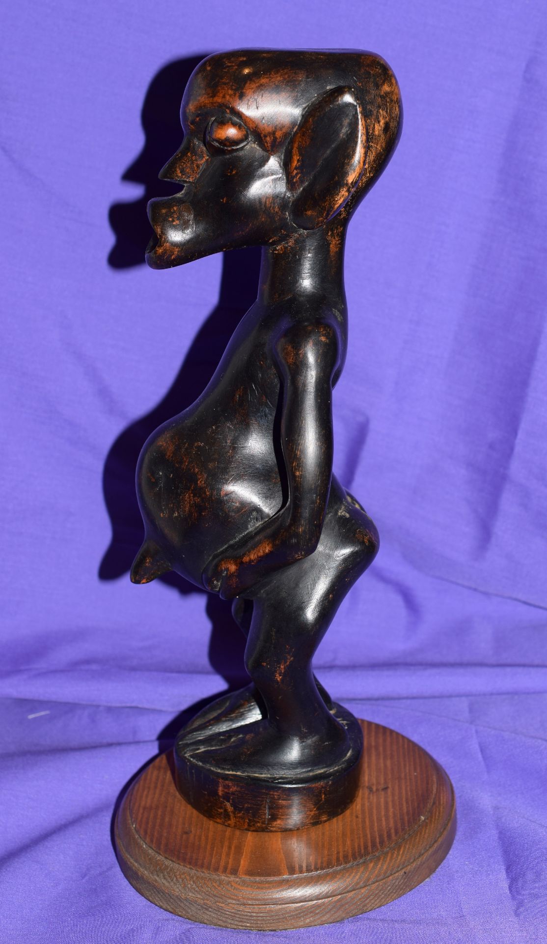 Unusual Tribal African Ebony Fertility God Figure Early 1900s - Image 3 of 5