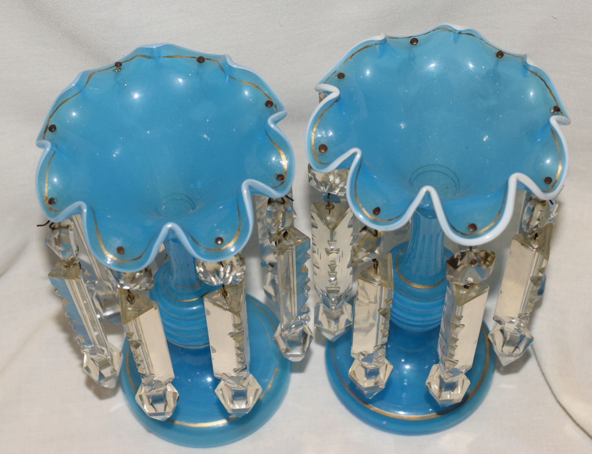 Victorian Turquoise Blue Glass Posy Vases - Image 4 of 4