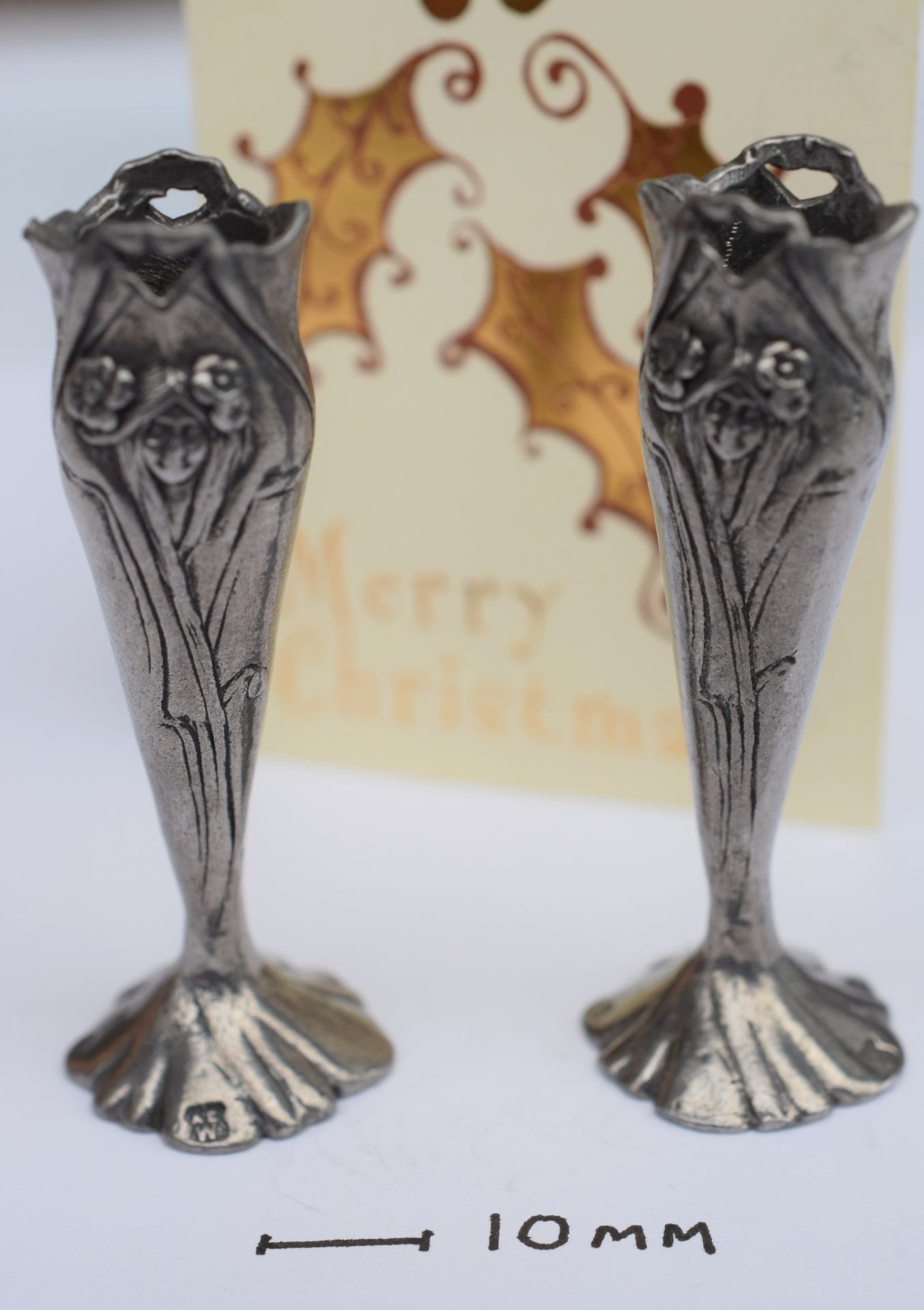 Pair Of Art Nouveau Pewter Stirrup Cup Style Items NO RESERVE