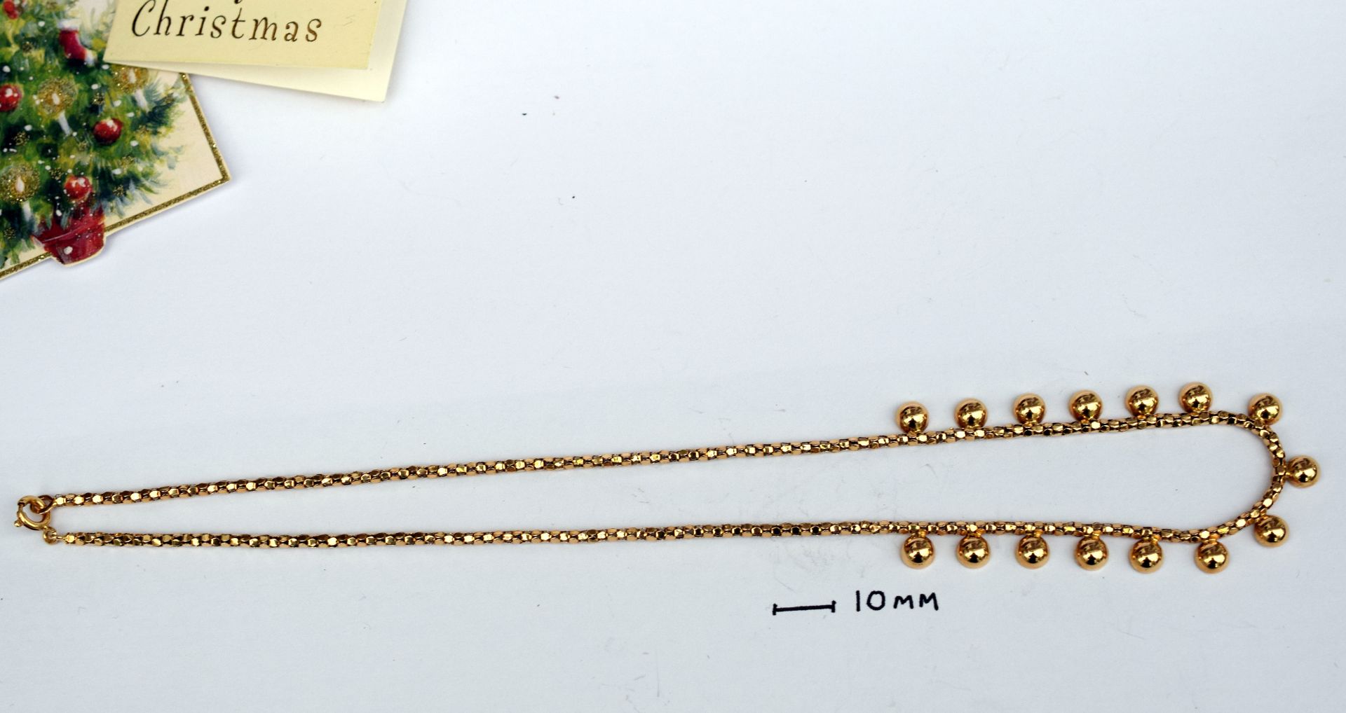 18ct Yellow Gold Lady's Box Link Italian Necklace With Droplets 12.5grms - Image 3 of 5