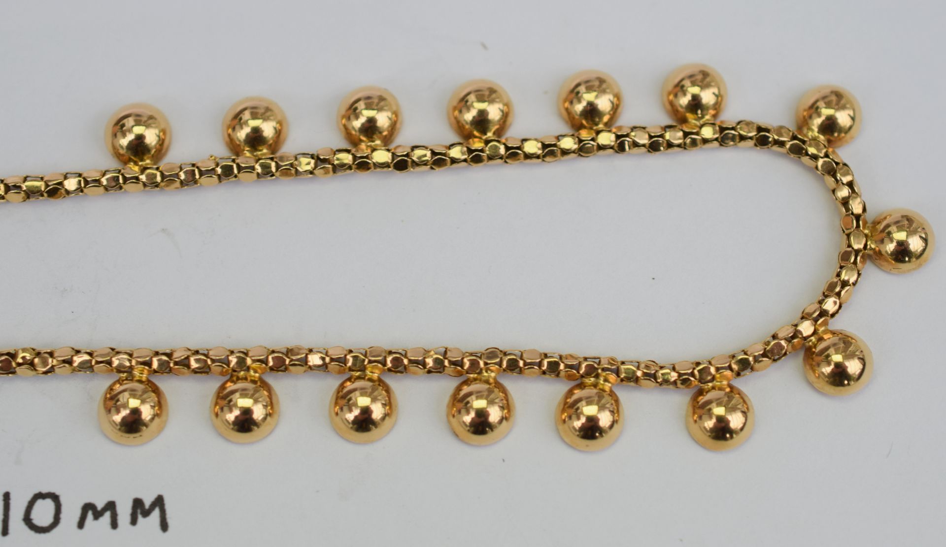 18ct Yellow Gold Lady's Box Link Italian Necklace With Droplets 12.5grms - Image 4 of 5