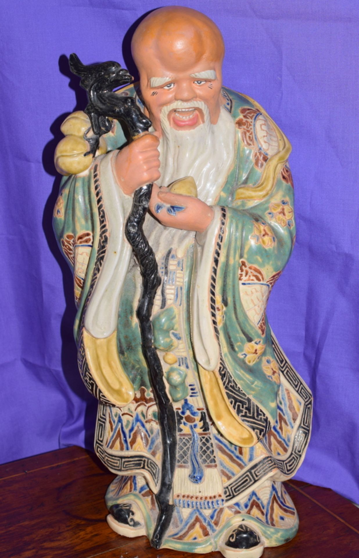 Chinese Deity Figure Vintage Late 19th Century & Signed