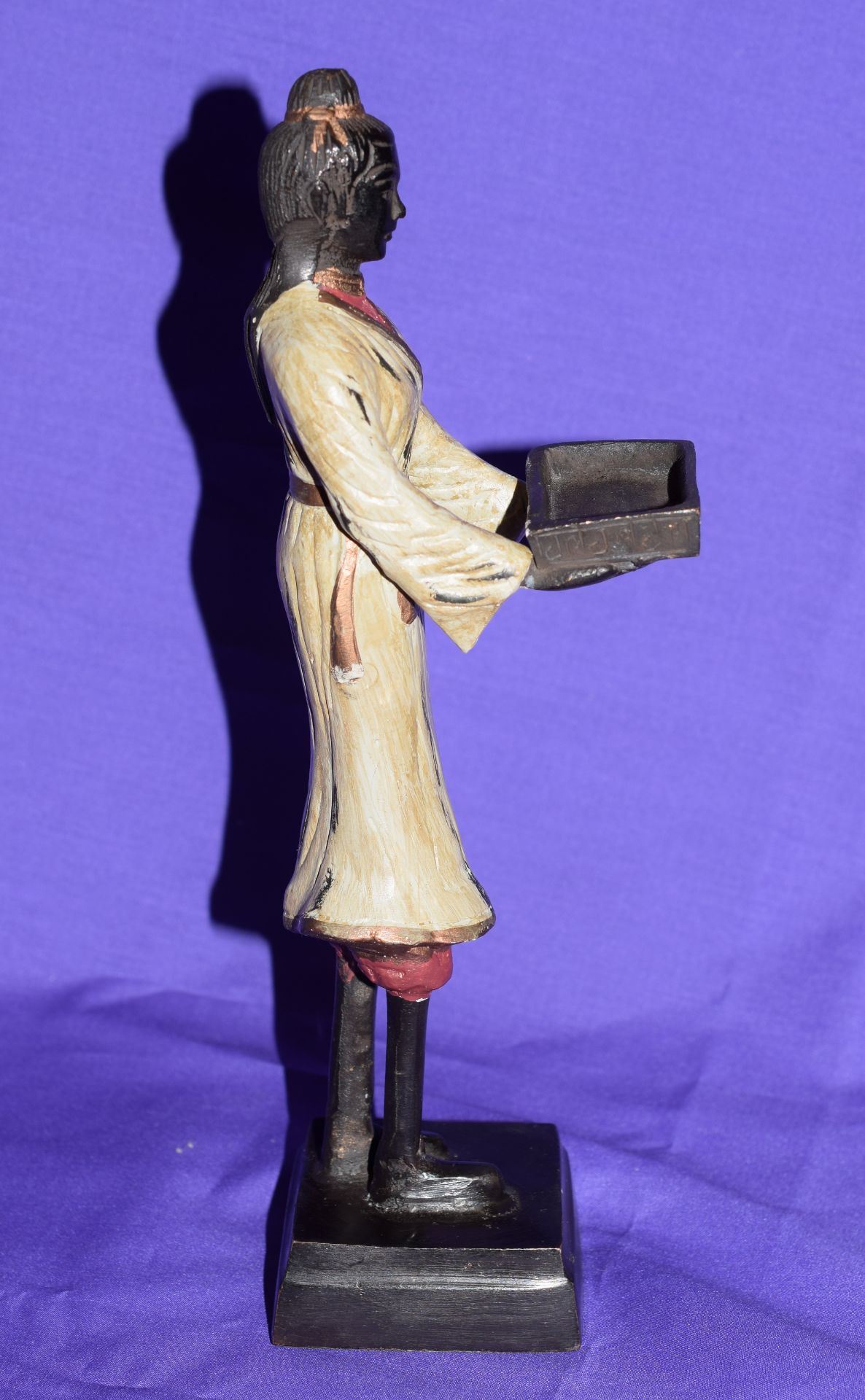Bronze Cold Painted Figure Of An Eastern Female (Siamese?) Holding A Tray - Image 5 of 7