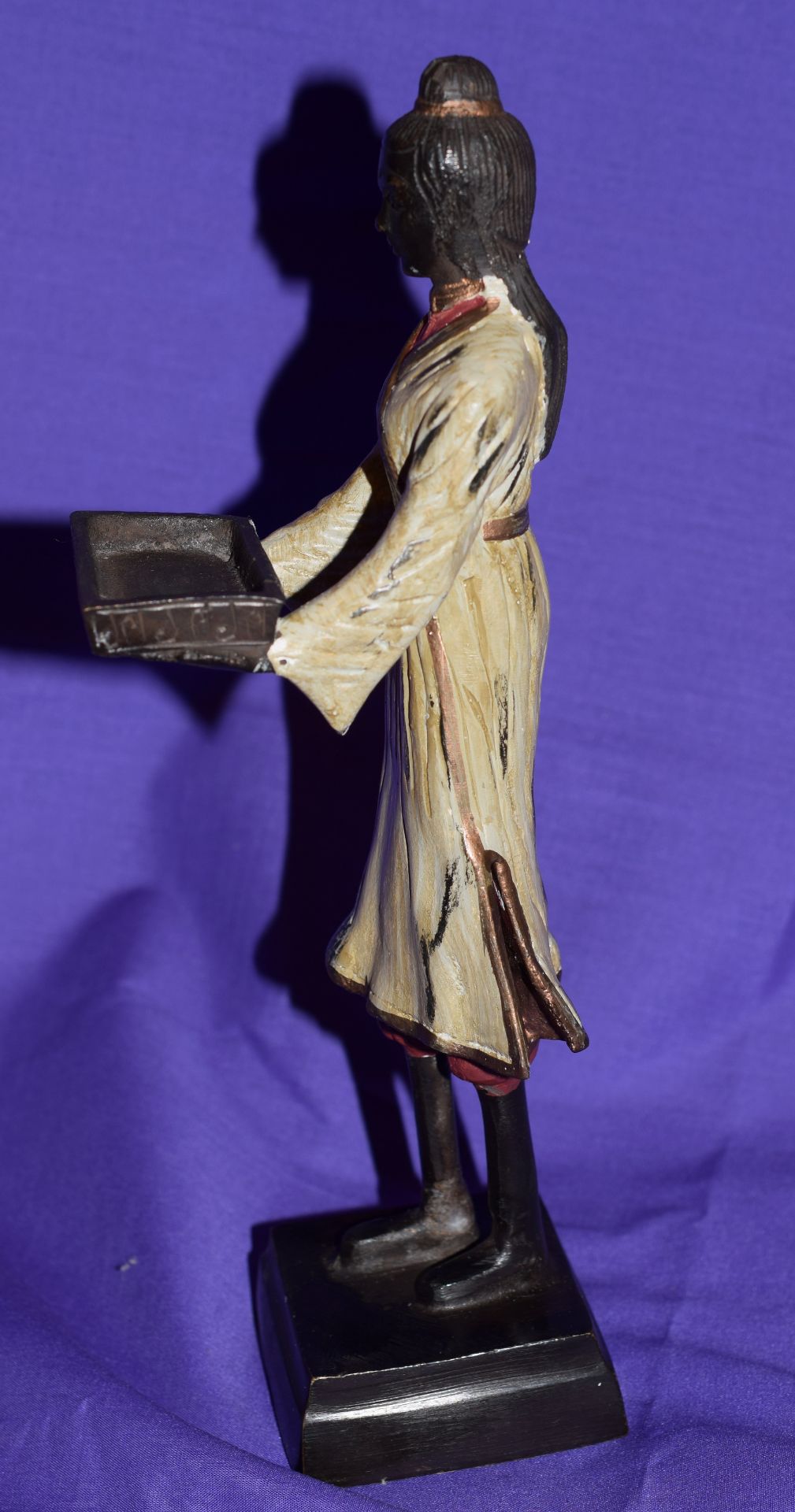 Bronze Cold Painted Figure Of An Eastern Female (Siamese?) Holding A Tray - Image 7 of 7