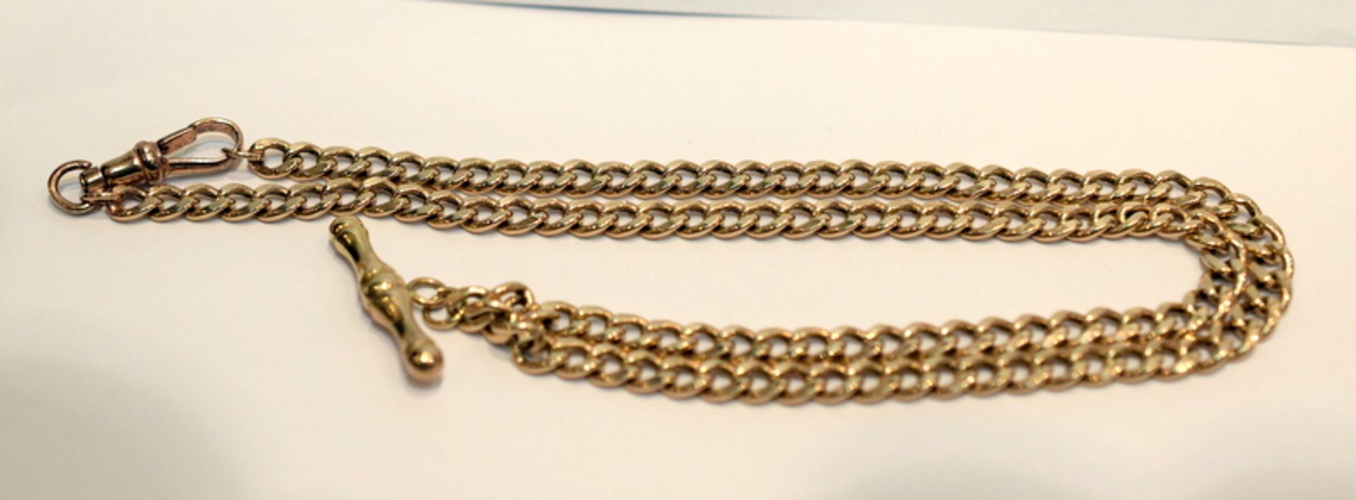 9ct Rose Gold Albert Watch Chain With 9ct Rose Gold T-Bar - Image 2 of 6
