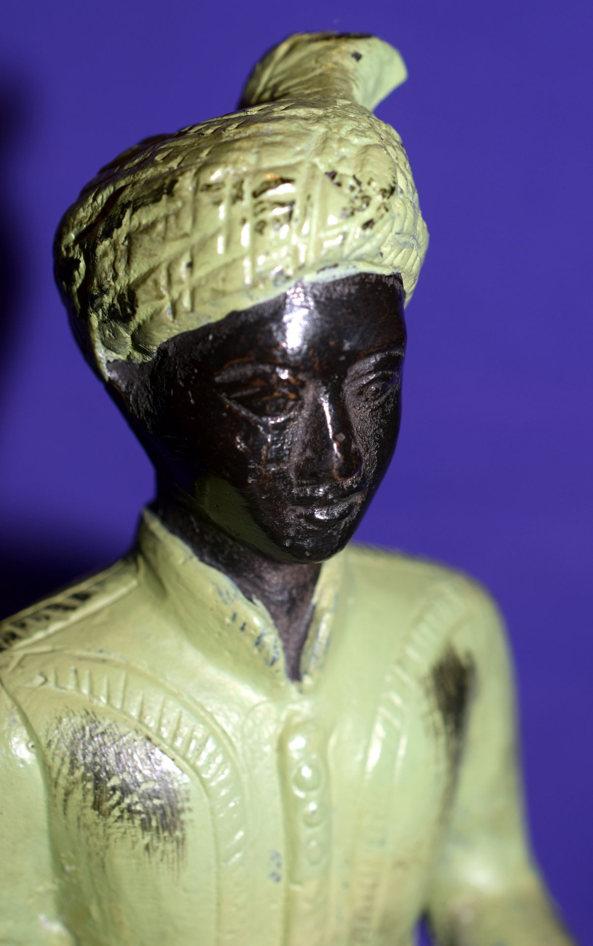 Bronze Cold Painted Figure Of An Eastern Male (Siamese?) Hold A Shell As Tray - Image 6 of 6