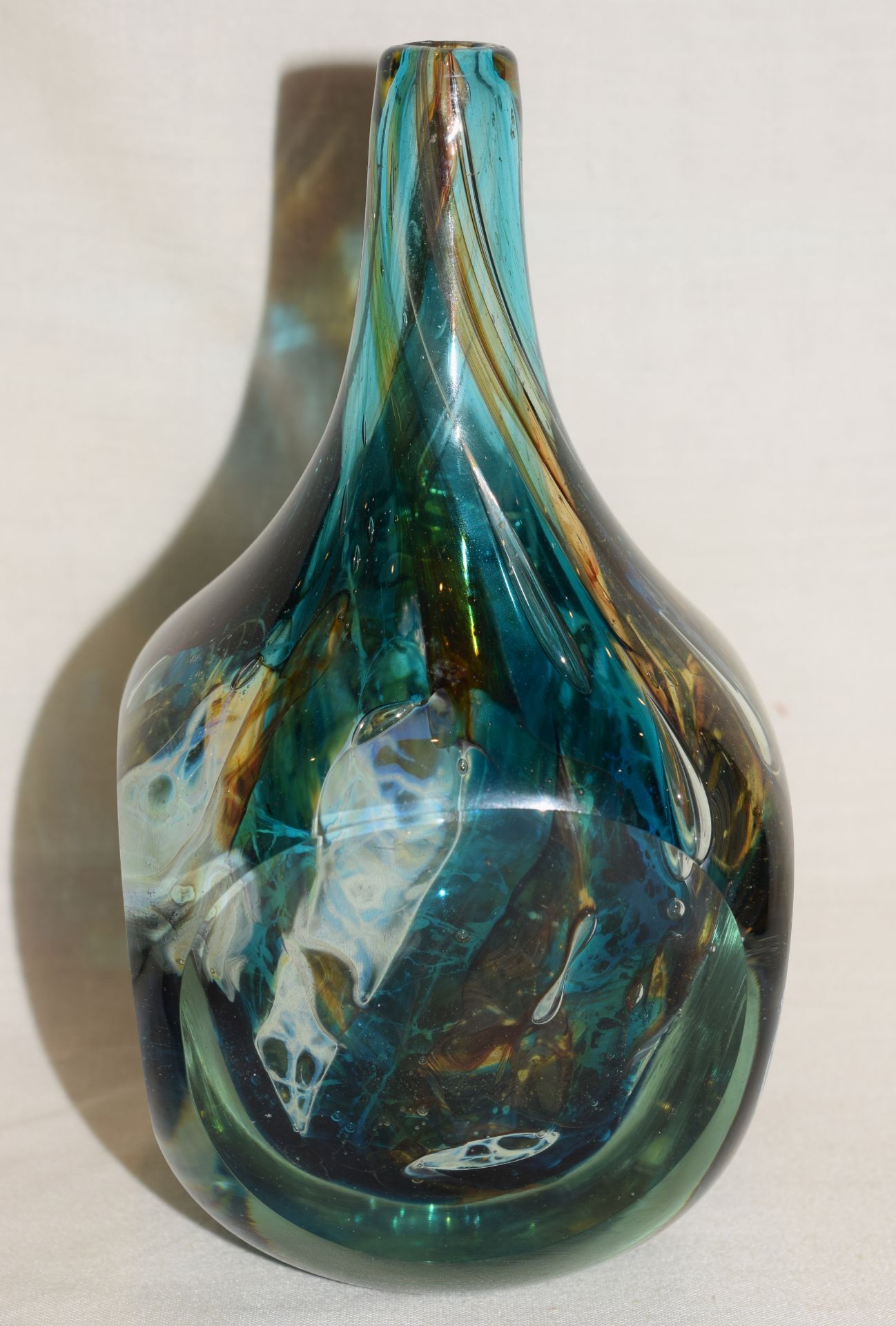Mdina Signed Lollipop Glass Vase 1977