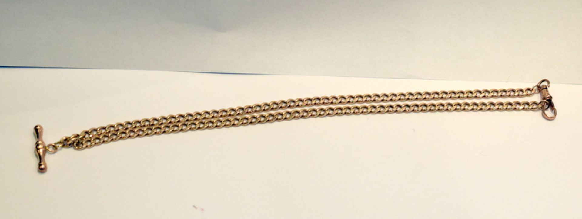 9ct Rose Gold Albert Watch Chain With 9ct Rose Gold T-Bar - Image 5 of 6