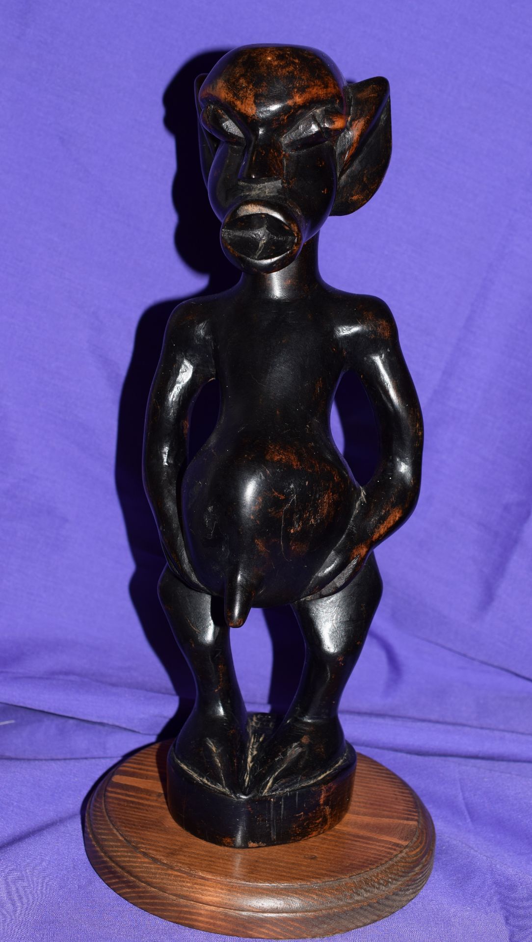 Unusual Tribal African Ebony Fertility God Figure Early 1900s