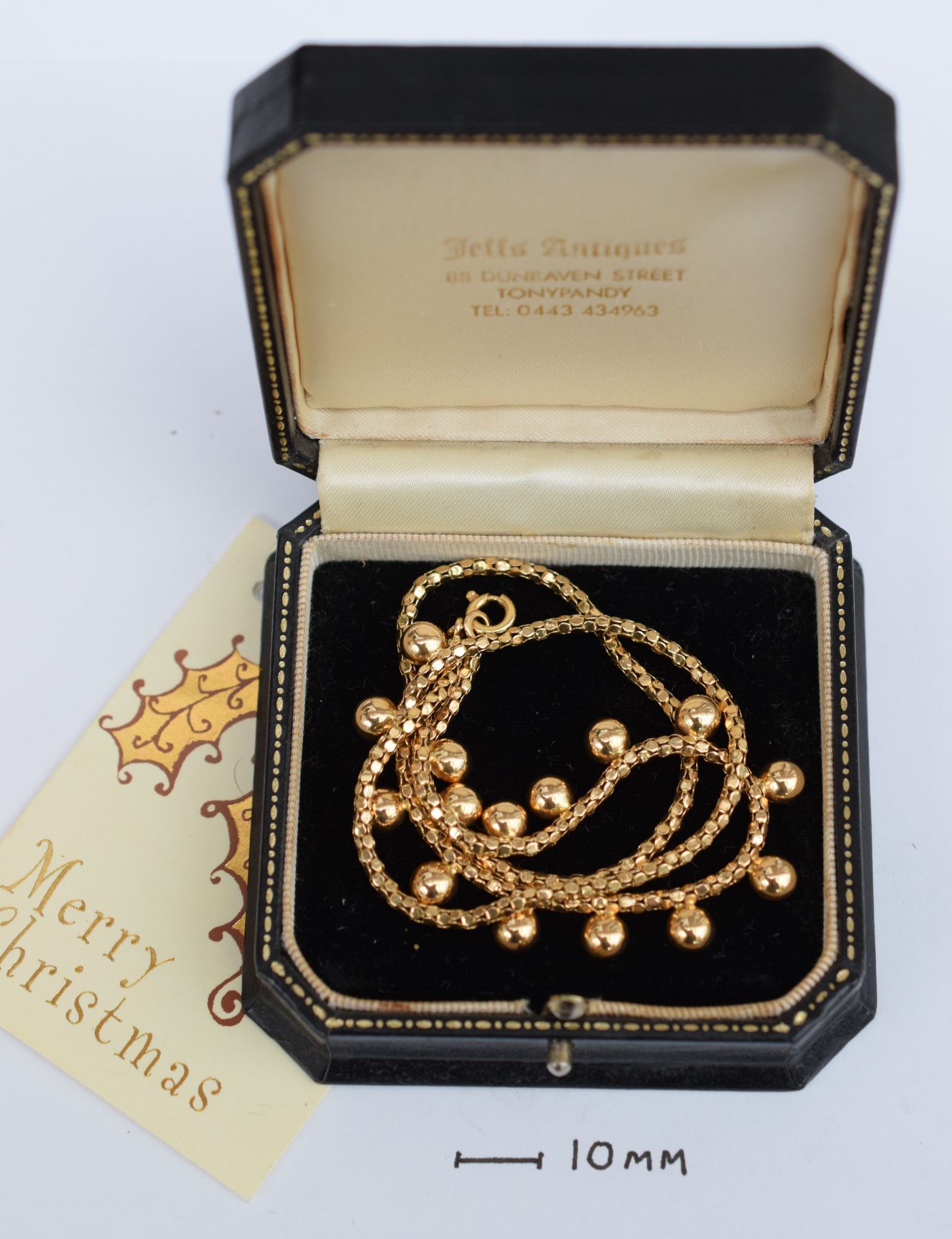 18ct Yellow Gold Lady's Box Link Italian Necklace With Droplets 12.5grms - Image 2 of 5