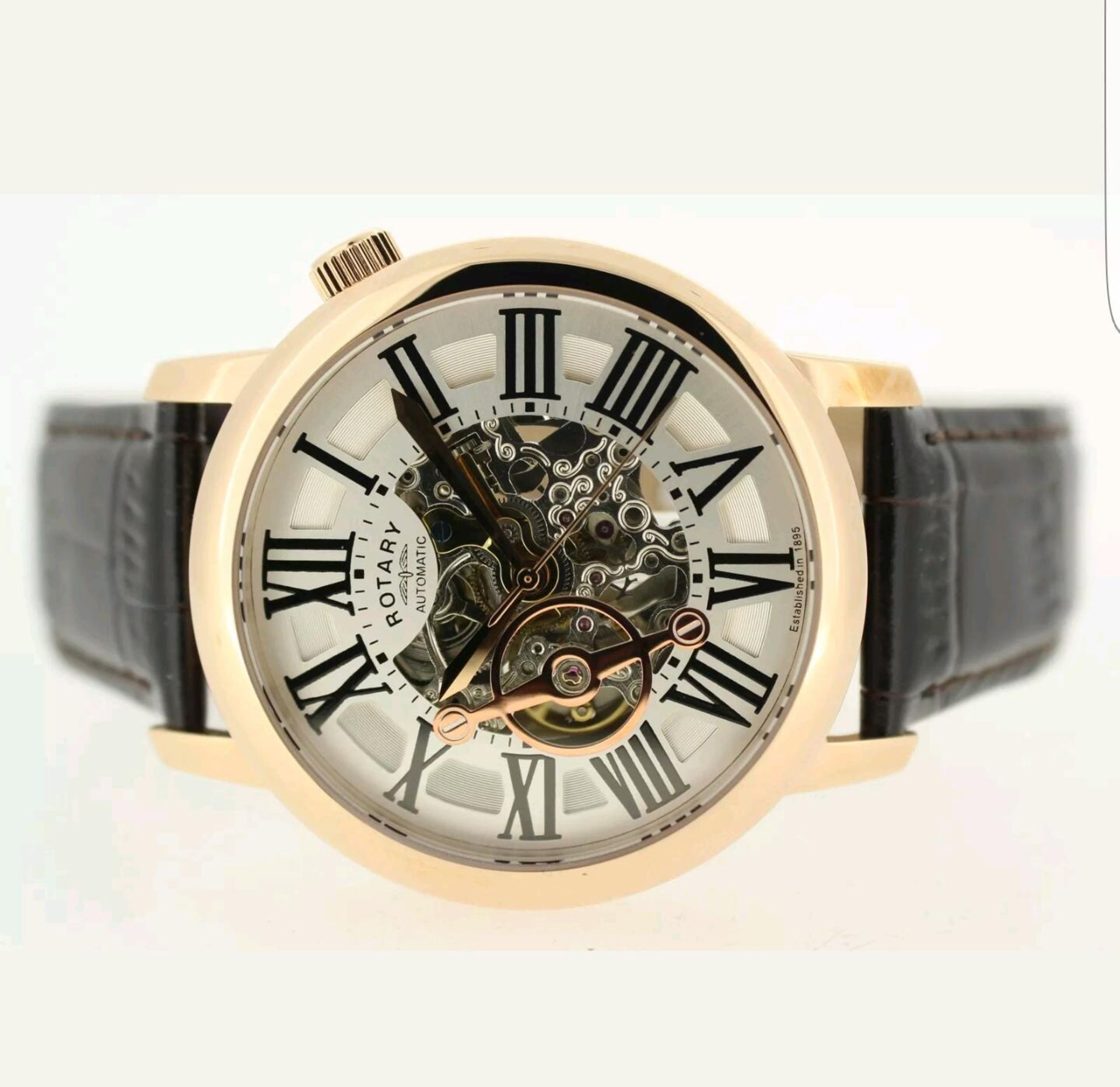 BRAND NEW ROTARY GLE000017/21 MENS AUTOMATIC ROSE GOLD SKELETON WATCH, COMPLETE WITH ORIGINAL BOX - Image 2 of 2