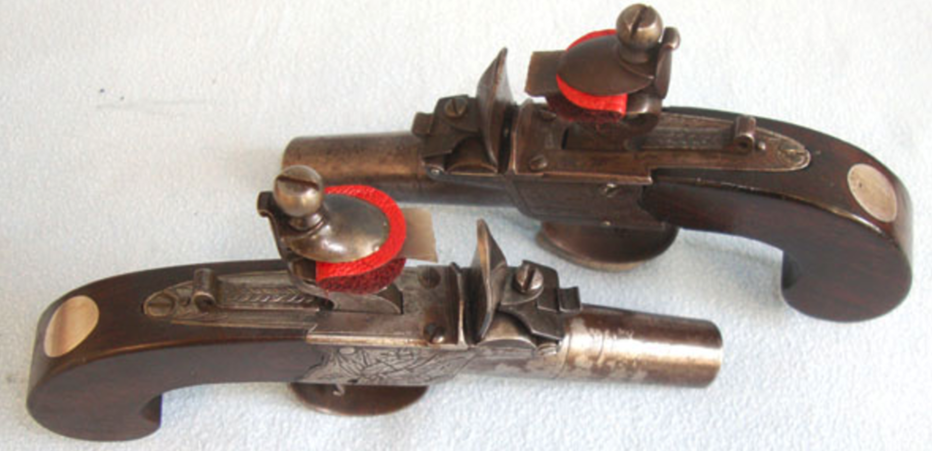 1793-1833 Pair Of Thomas Fisher London English Flintlock Pocket Pistols .47" Bore Screw Off Barrels - Image 2 of 3