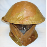 WW2 1940 British Tommy Combat Helmet With Rare Canadian 1942 Camouflaged Anti Gas Cover By Aristo