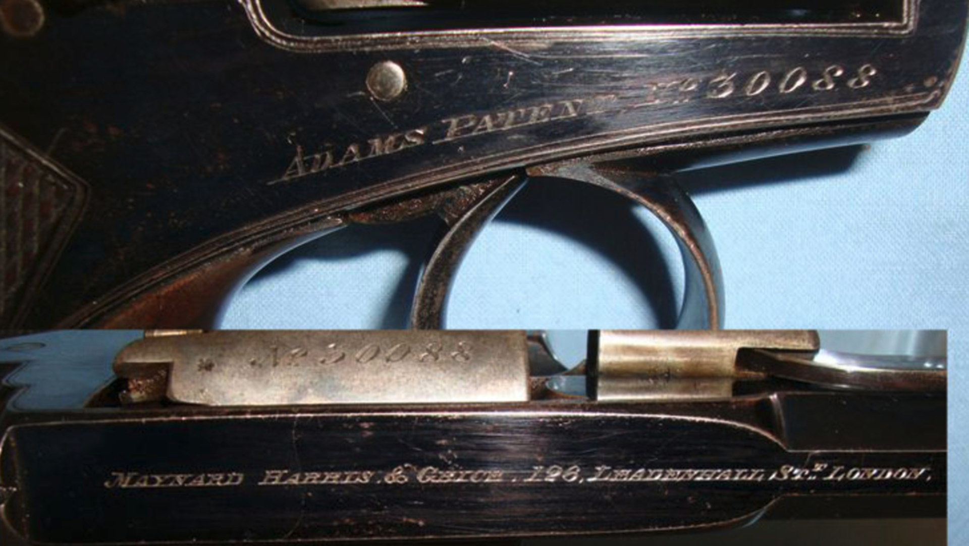 Quality Cased Victorian British Robert Adams Patent Large Frame .54" Bore Percussion Revolver - Image 3 of 3
