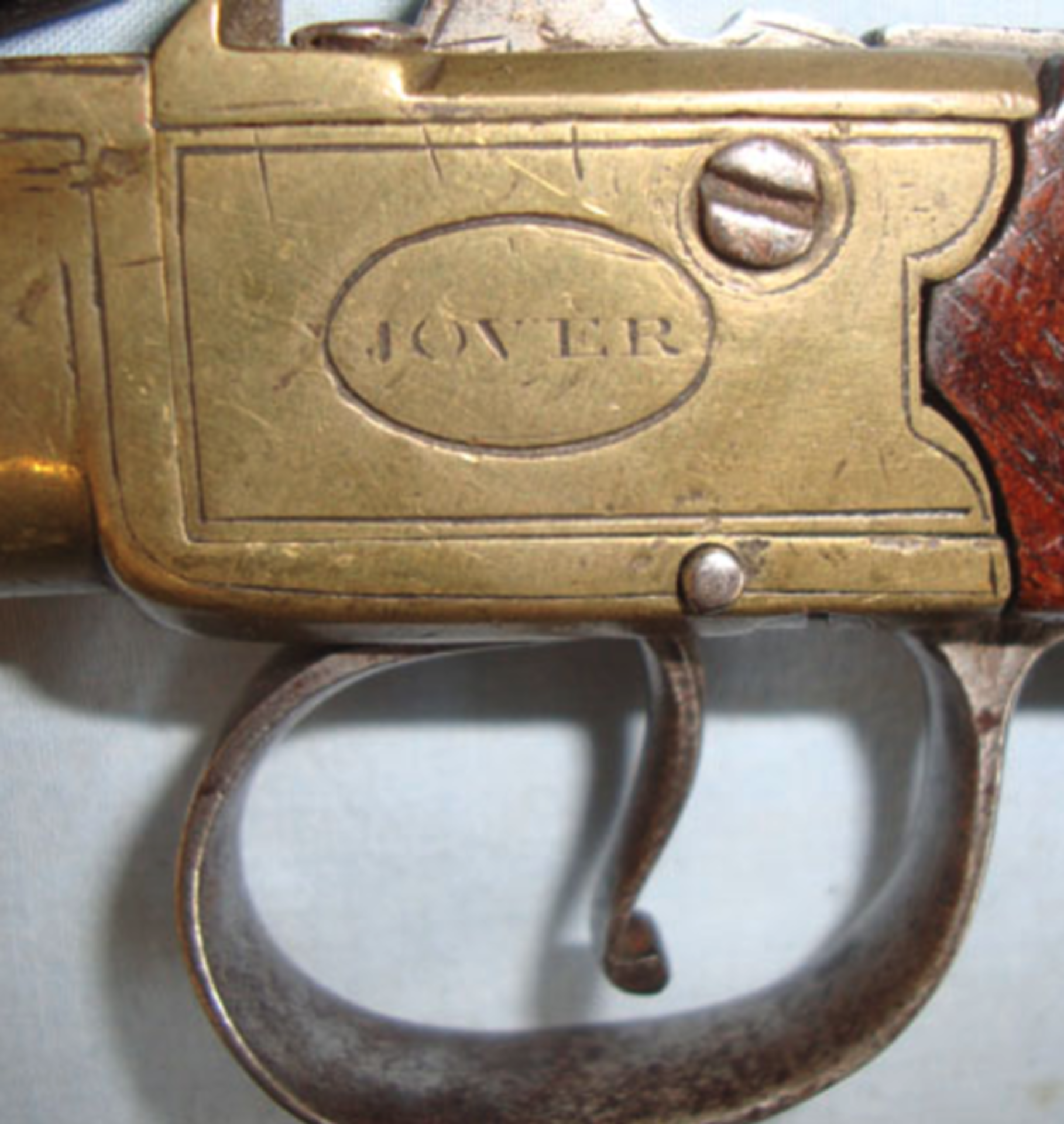 1805-1808 Brass 80 Bore Brass Flintlock Pocket Pistol By Mary Jover London With Screw Off Barrel - Image 3 of 3