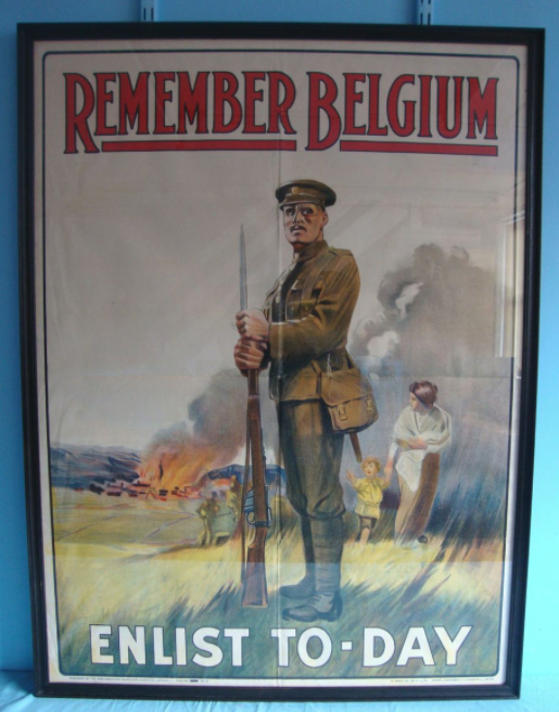 MASSIVE Original Framed WW1 1914 British Government Parliamentary Recruiting Committee Poster