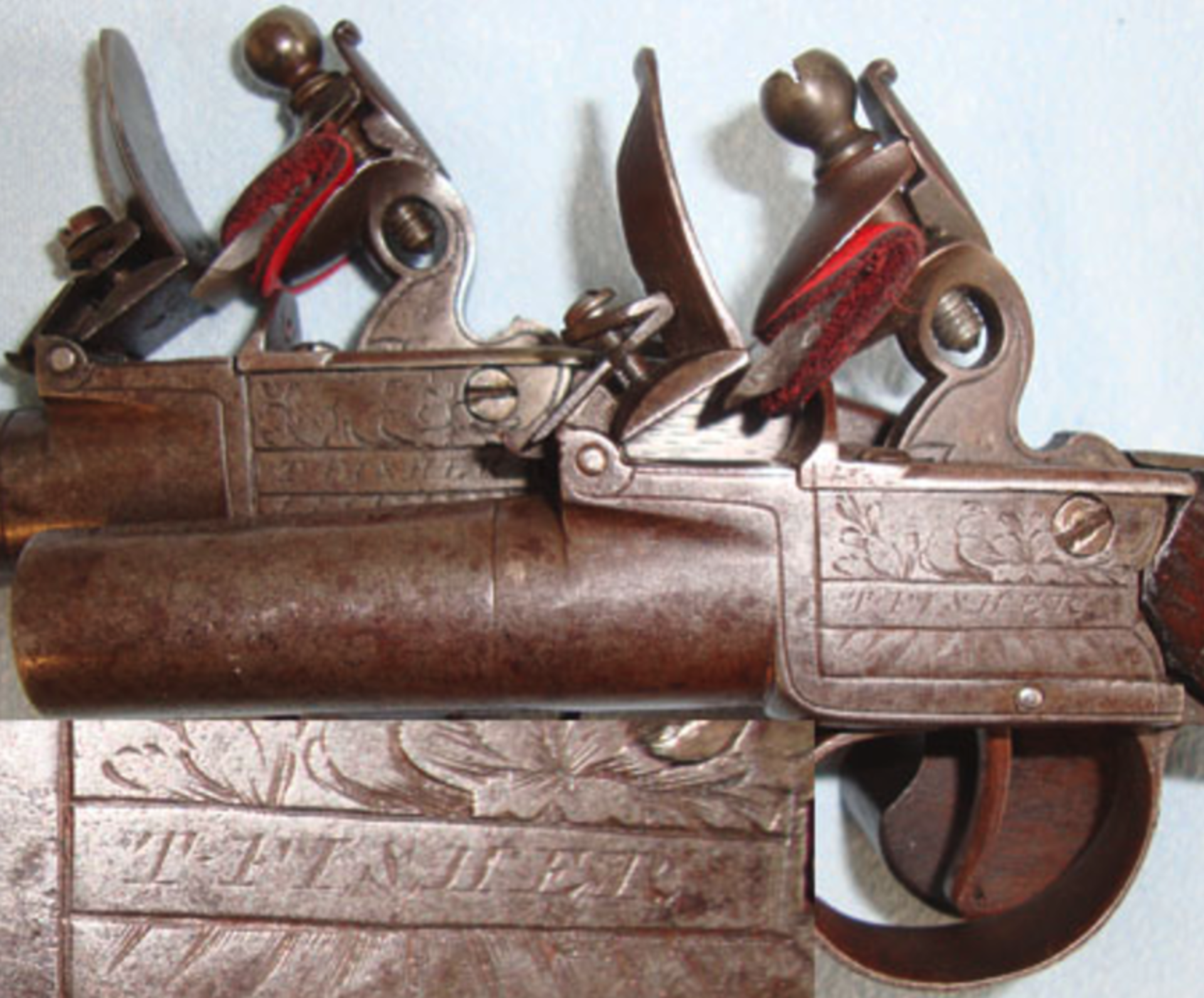 1793-1833 Pair Of Thomas Fisher London English Flintlock Pocket Pistols .47" Bore Screw Off Barrels - Image 3 of 3