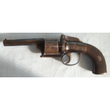 MINT, C1840, English Laird's Patent .44" Bore, Transitional 6 Shot Bar Hammer Percussion Revolver.