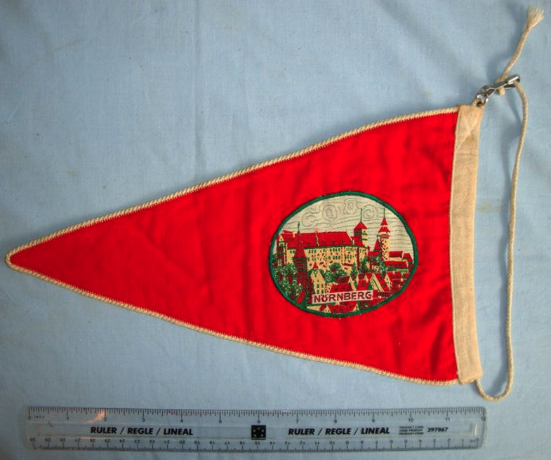 Original Pre WW2 Nazi German Nuremberg Rallies Car Pennant With Embroided Nurenberg Scene - Image 2 of 3