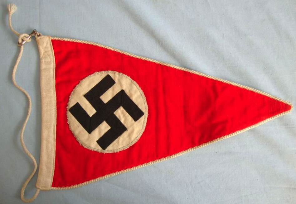 Original Pre WW2 Nazi German Nuremberg Rallies Car Pennant With Embroided Nurenberg Scene