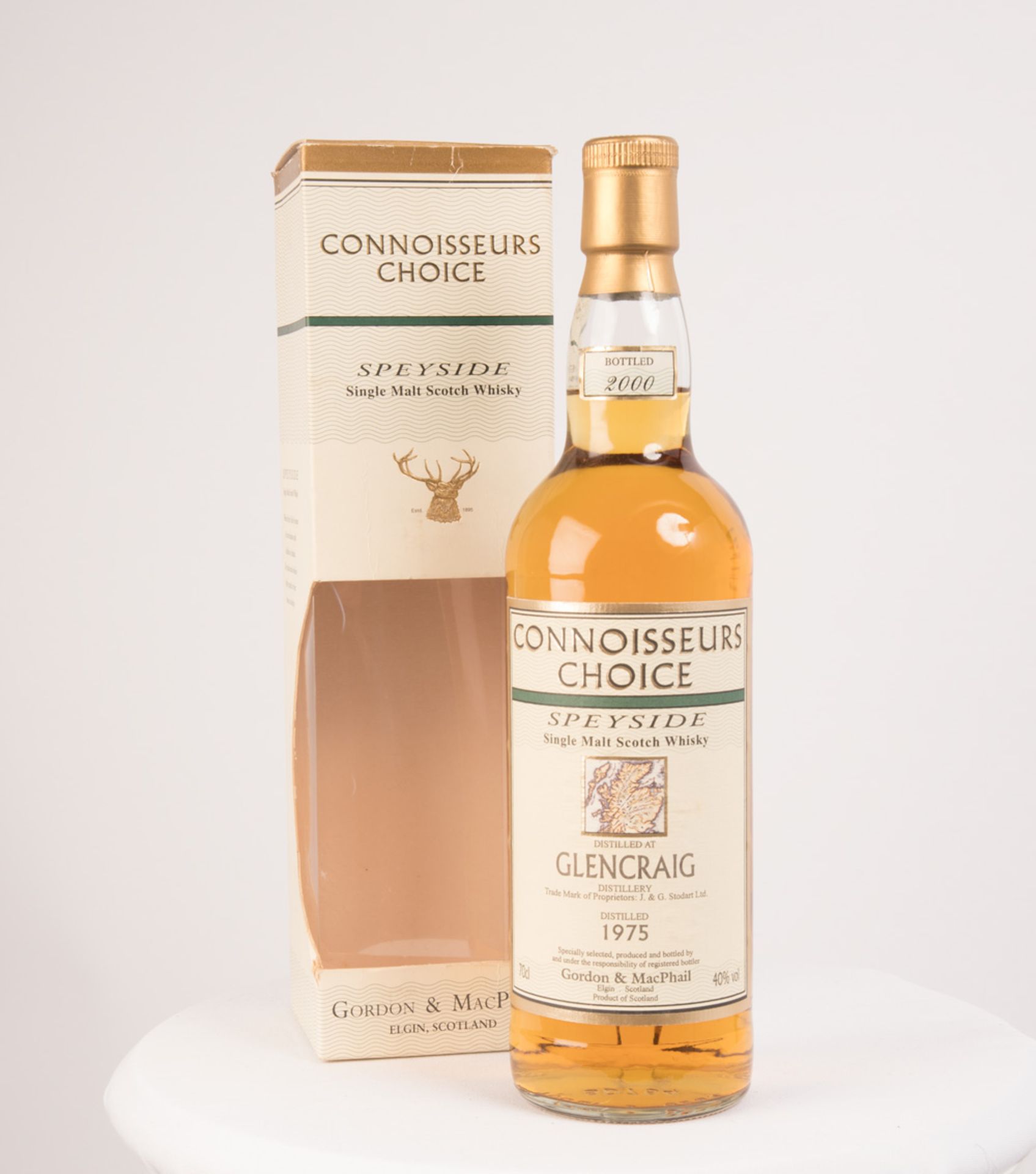 GLENCRAIG 1975 - CONNOISSEURS CHOICE Single Malt Scotch Whisky. Glencraig 1975, map label. Bottled