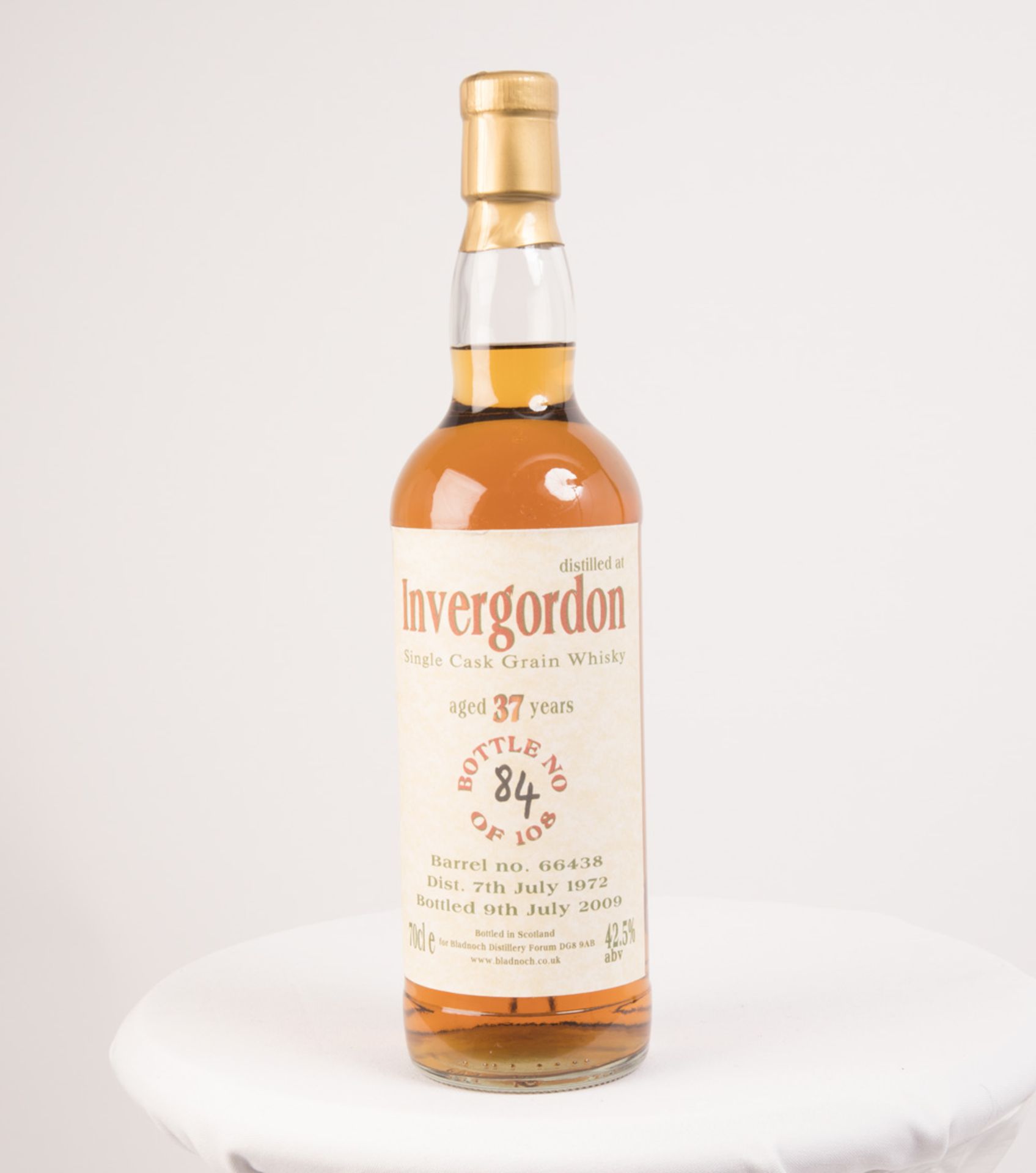 INVERGORDON GRAIN 1 bottle Invergordon 1972-2009 37yo. Bladnoch Forum bottling. Cask number 66438.