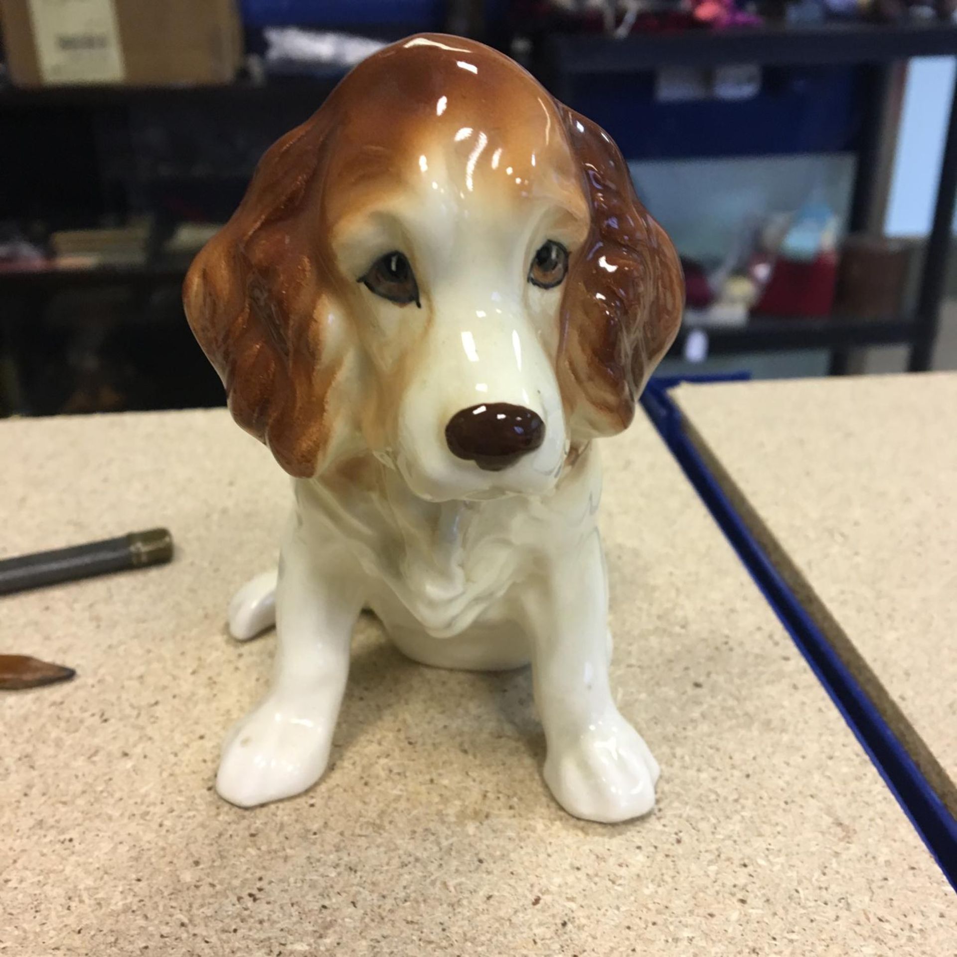 Vintage Porcelain Dog Ornament - Very Good Condition