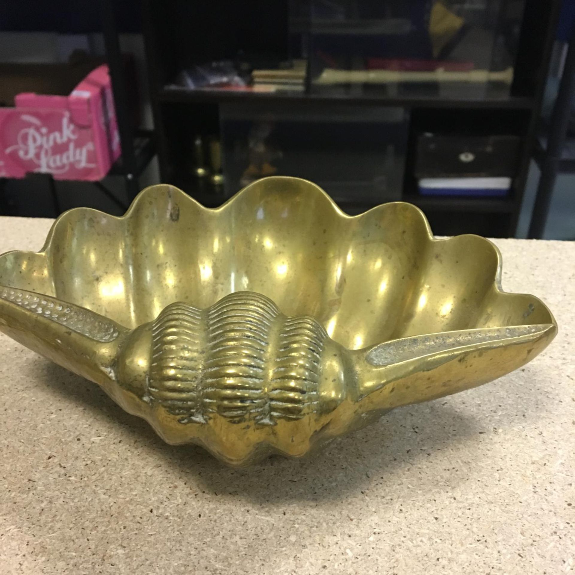 Heavy Brass dish in the form of a shell