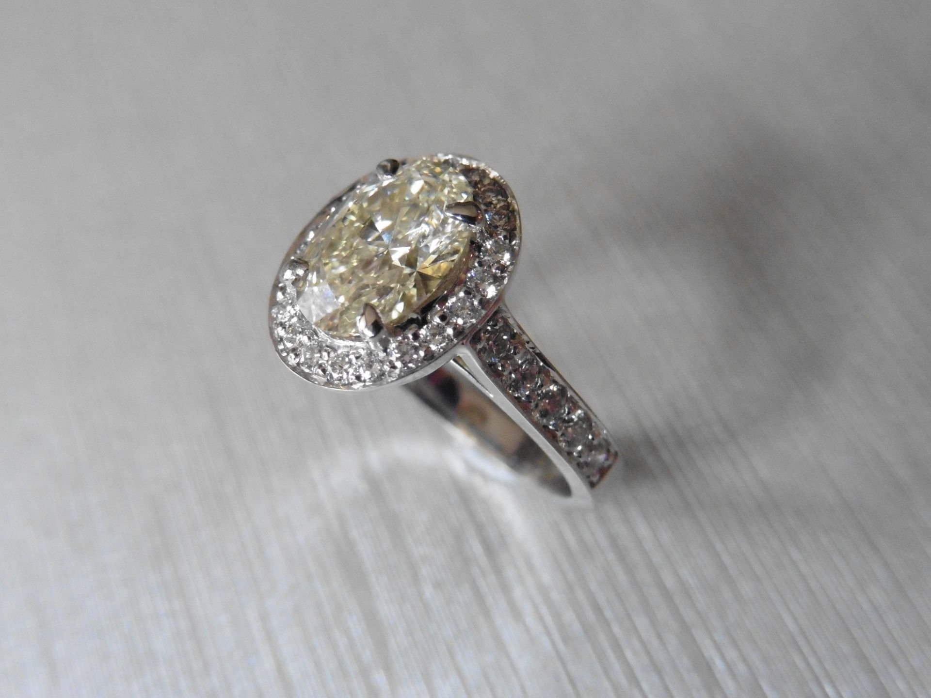 2.01ct diamond set solitaire ring. 2.01ct oval cut natural yellow diamond in the centre VS2 clarity. - Image 5 of 6