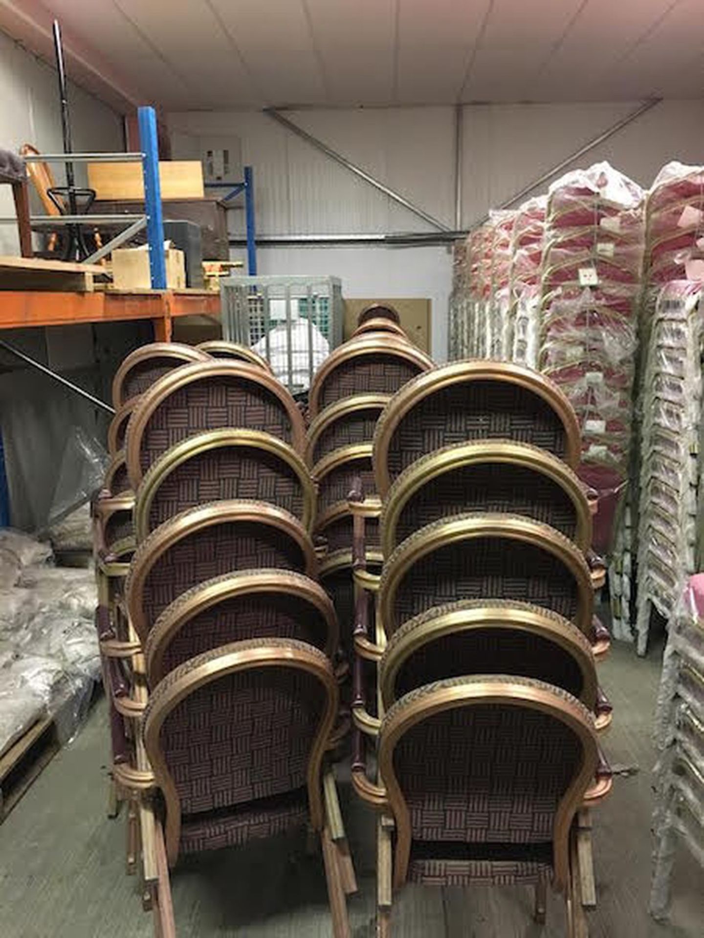 66 x Burgess Armed Aluminium Stacking Banqueting Chairs in Good condition bronze framework check - Image 2 of 2