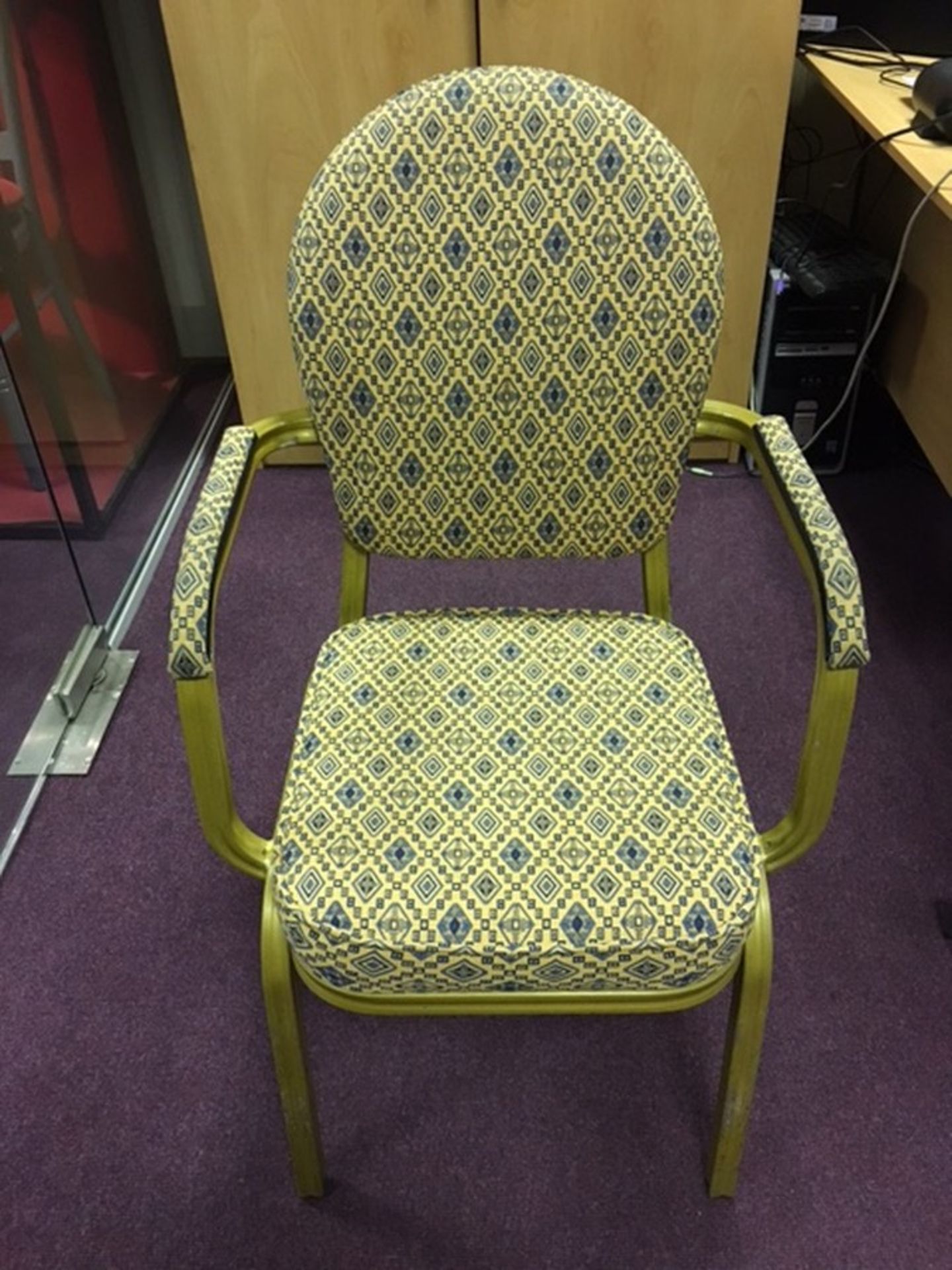 50 x used gold armed aluminium frame stacking banqueting chairs in good condition