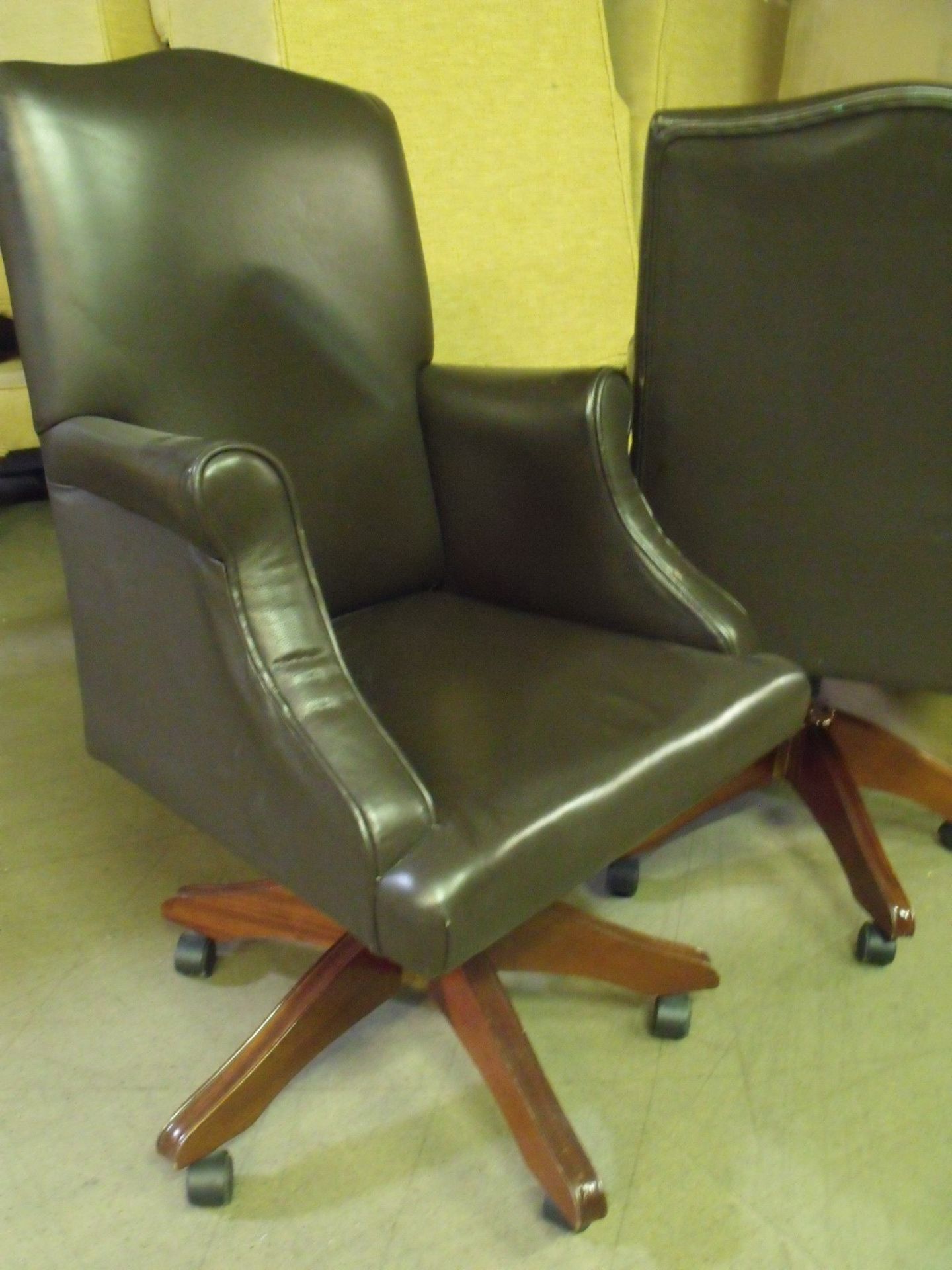 A Pair of Top Quality Brown Full Leather Office Chairs Height 1100Mm Width 650Mm Seat Height 550Mm