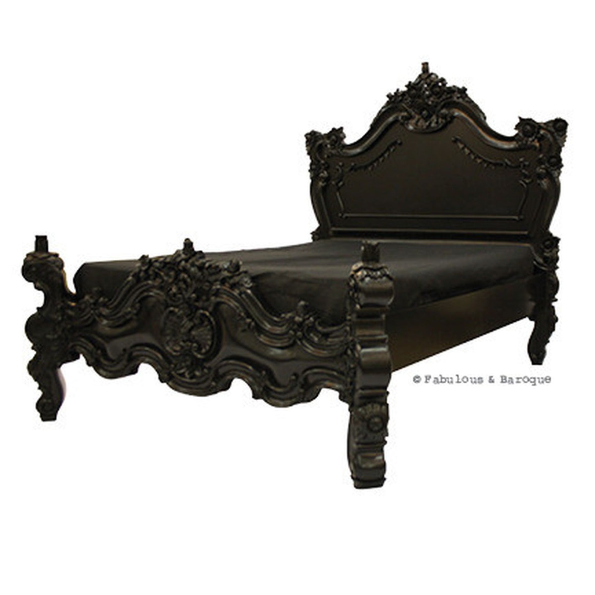 Brand new 5ft Baroque Bed In Black With its intricate and elaborate carvings, this luxurious