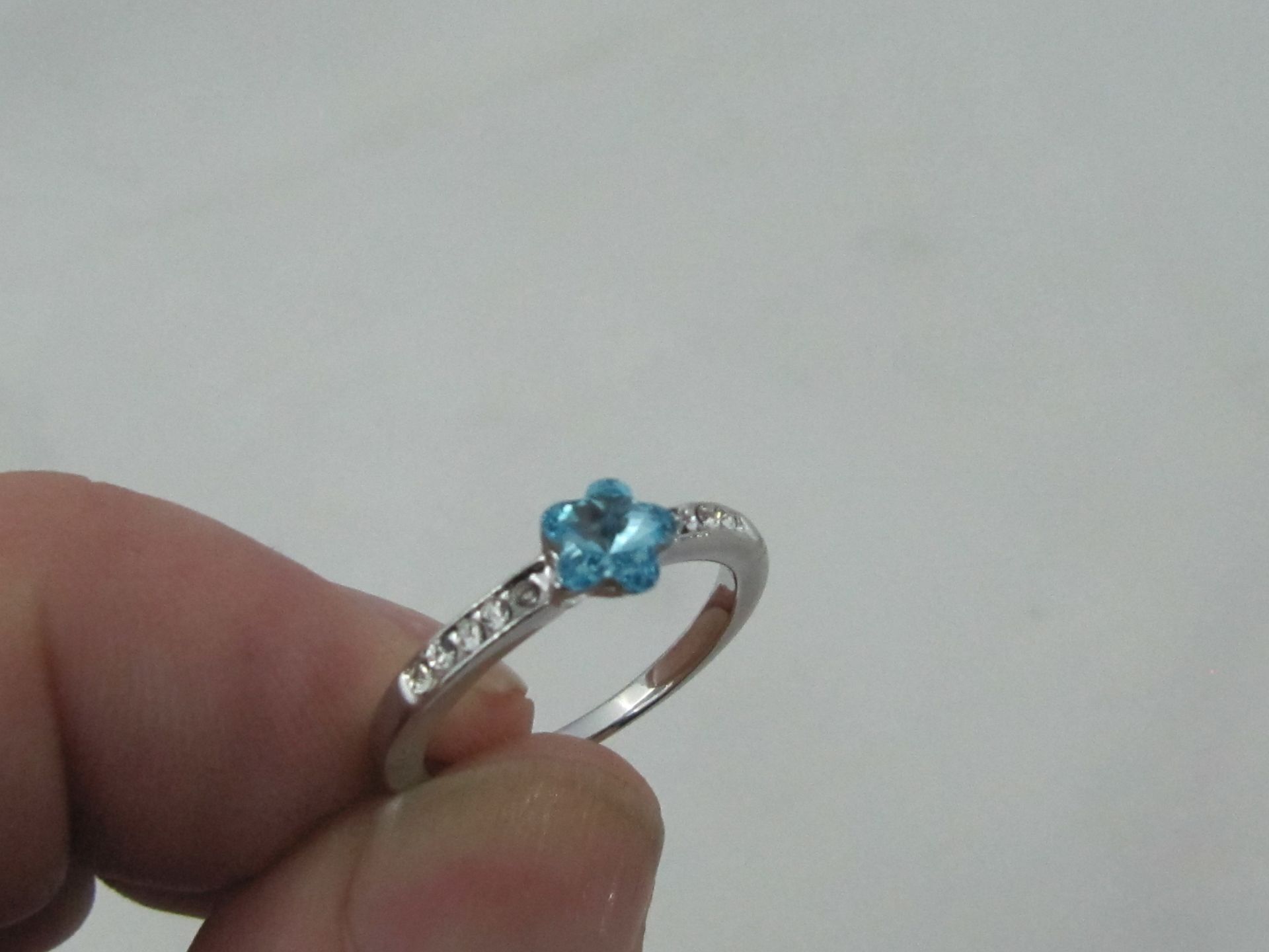 10k White Gold Filled with Blue Sapphire. Size N. - Image 7 of 7