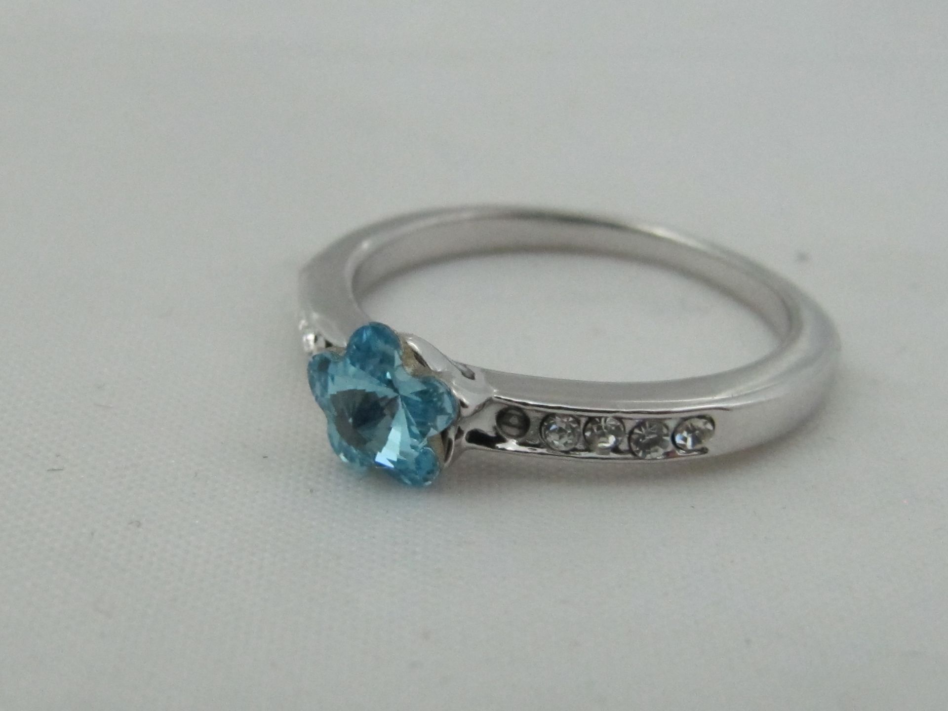 10k White Gold Filled with Blue Sapphire. Size N. - Image 4 of 7
