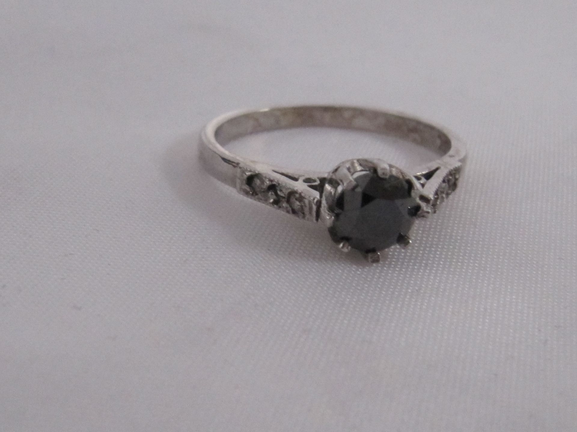 Stunning Black Diamond Ring. Size P - Image 2 of 4